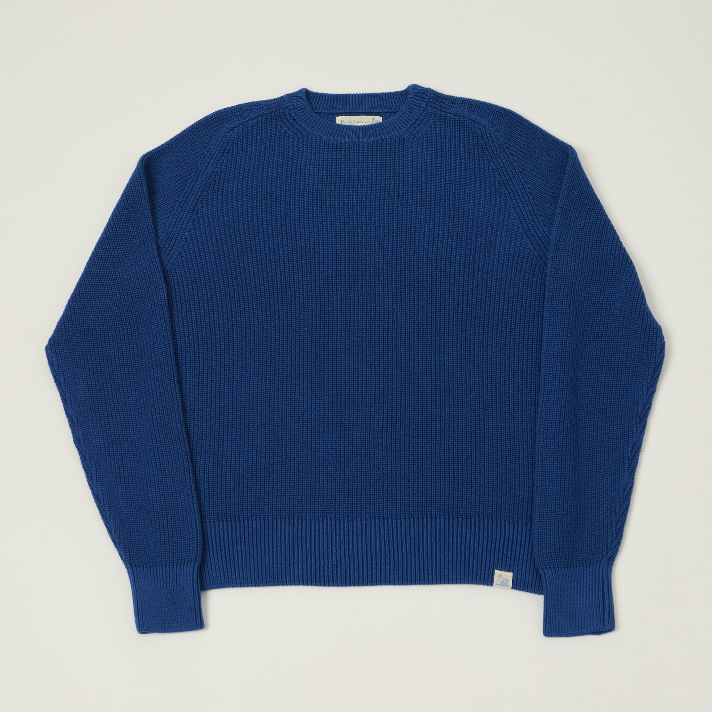 Merz b. Schwanen 'Good Basics' Cotton Ribbed Sweater - Carbon Blue
