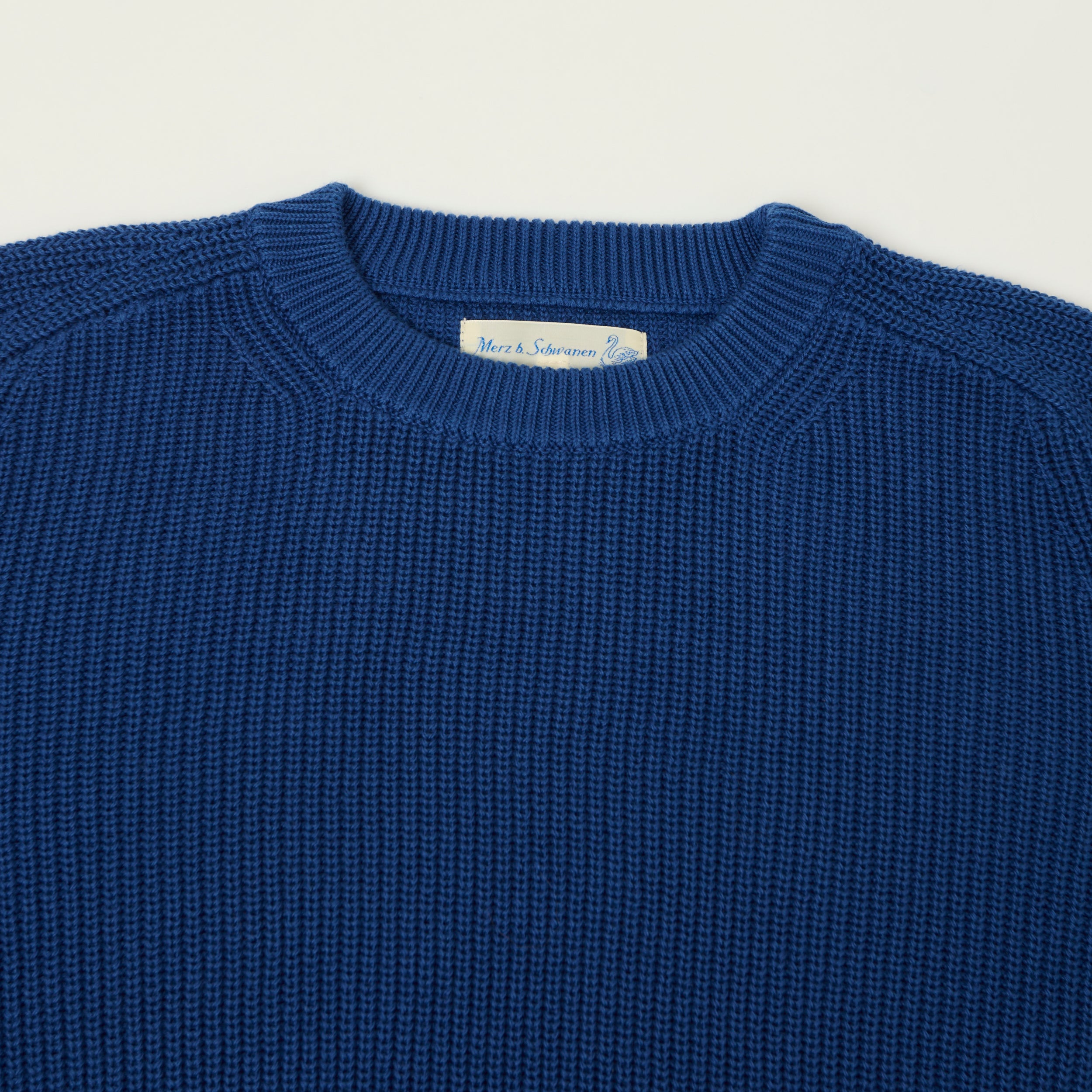 Merz b. Schwanen 'Good Basics' Cotton Ribbed Sweater - Carbon Blue
