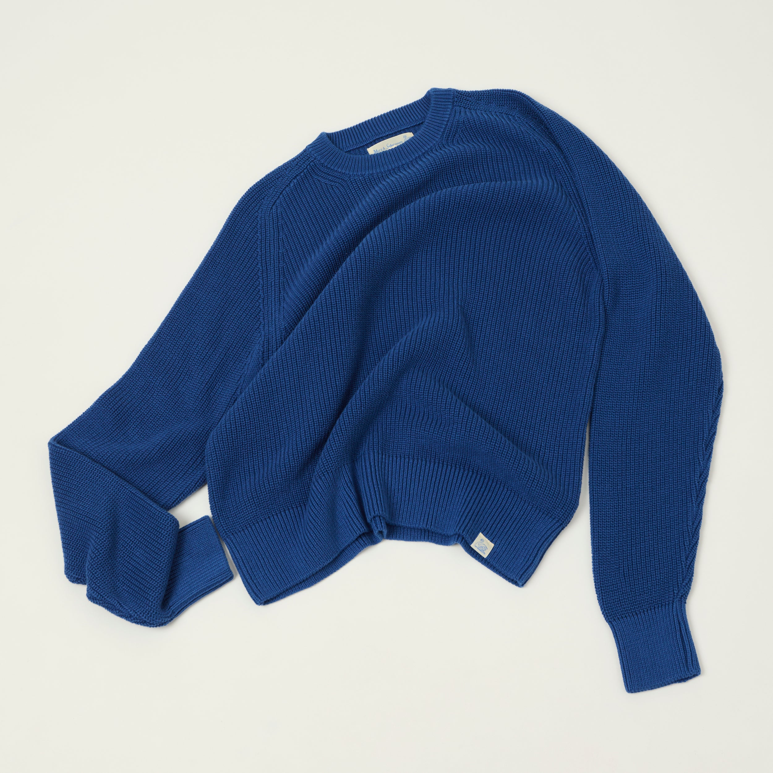 Merz b. Schwanen 'Good Basics' Cotton Ribbed Sweater - Carbon Blue