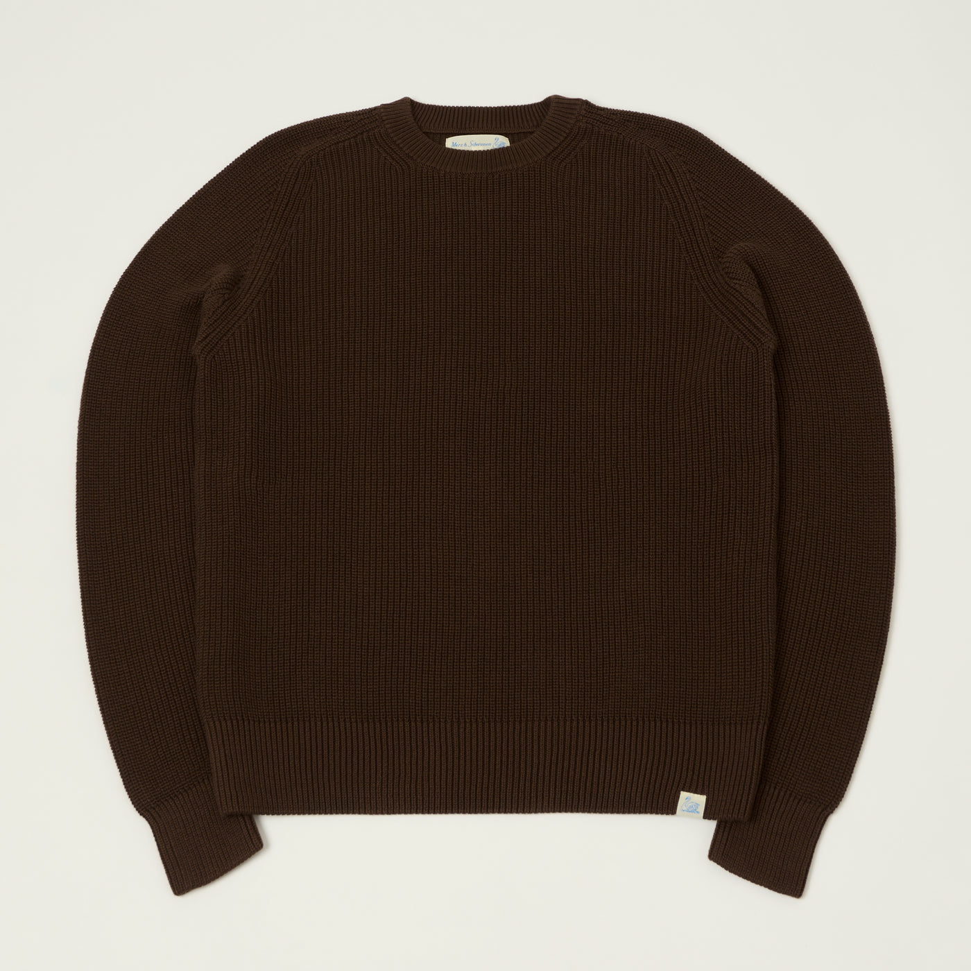 Merz b. Schwanen 'Good Basics' Cotton Ribbed Sweater - Chocolate