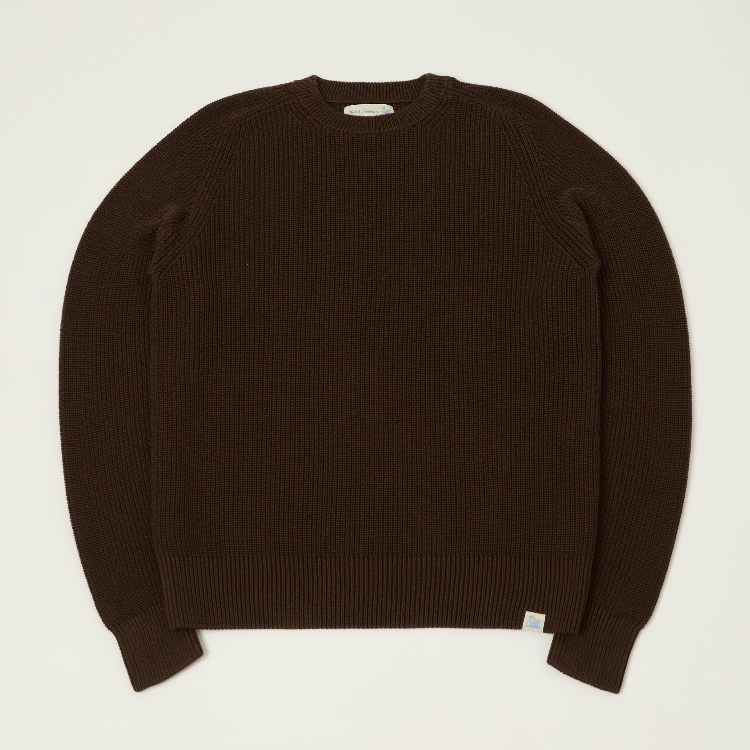 Merz b. Schwanen 'Good Basics' Cotton Ribbed Sweater - Chocolate
