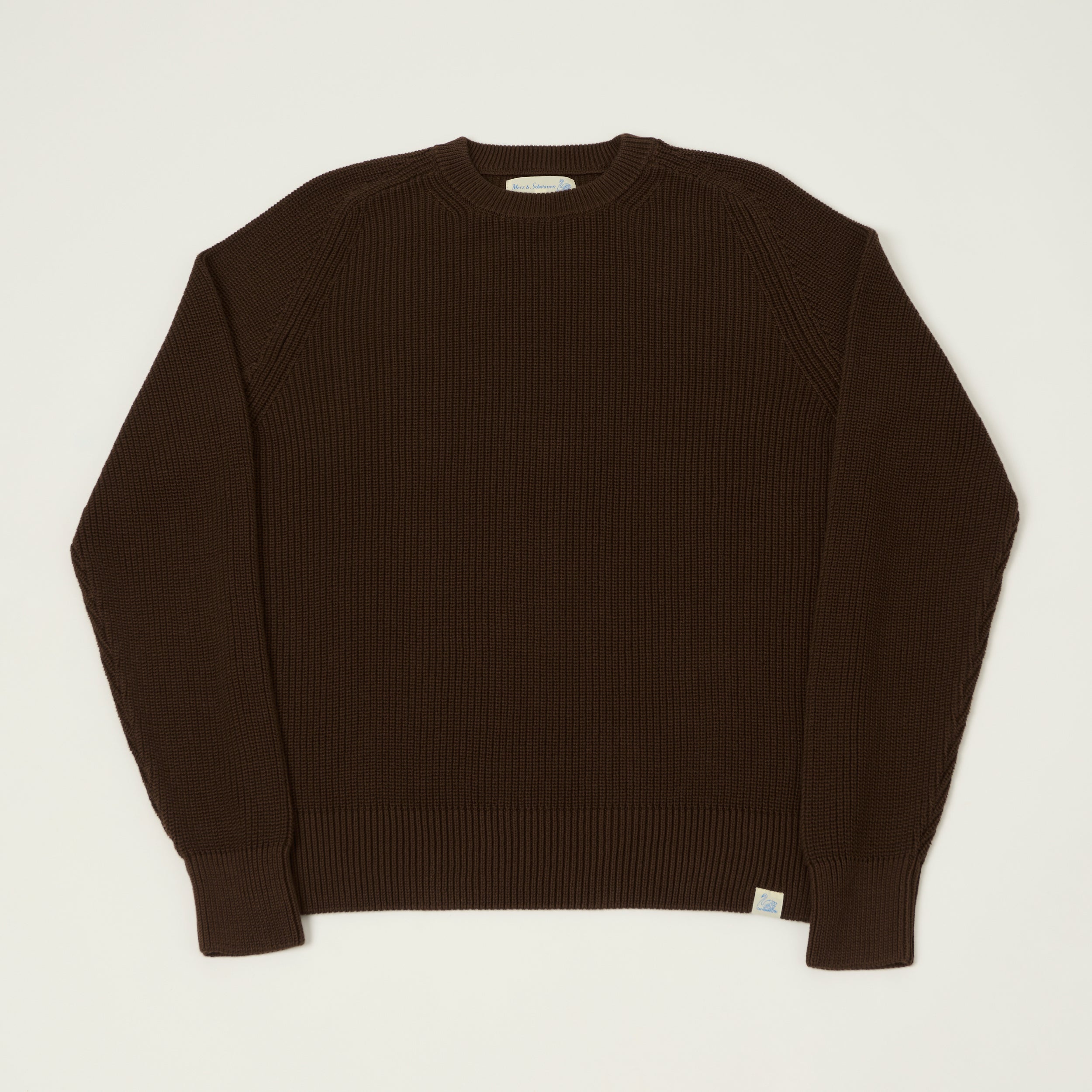 Merz b. Schwanen 'Good Basics' Cotton Ribbed Sweater - Chocolate
