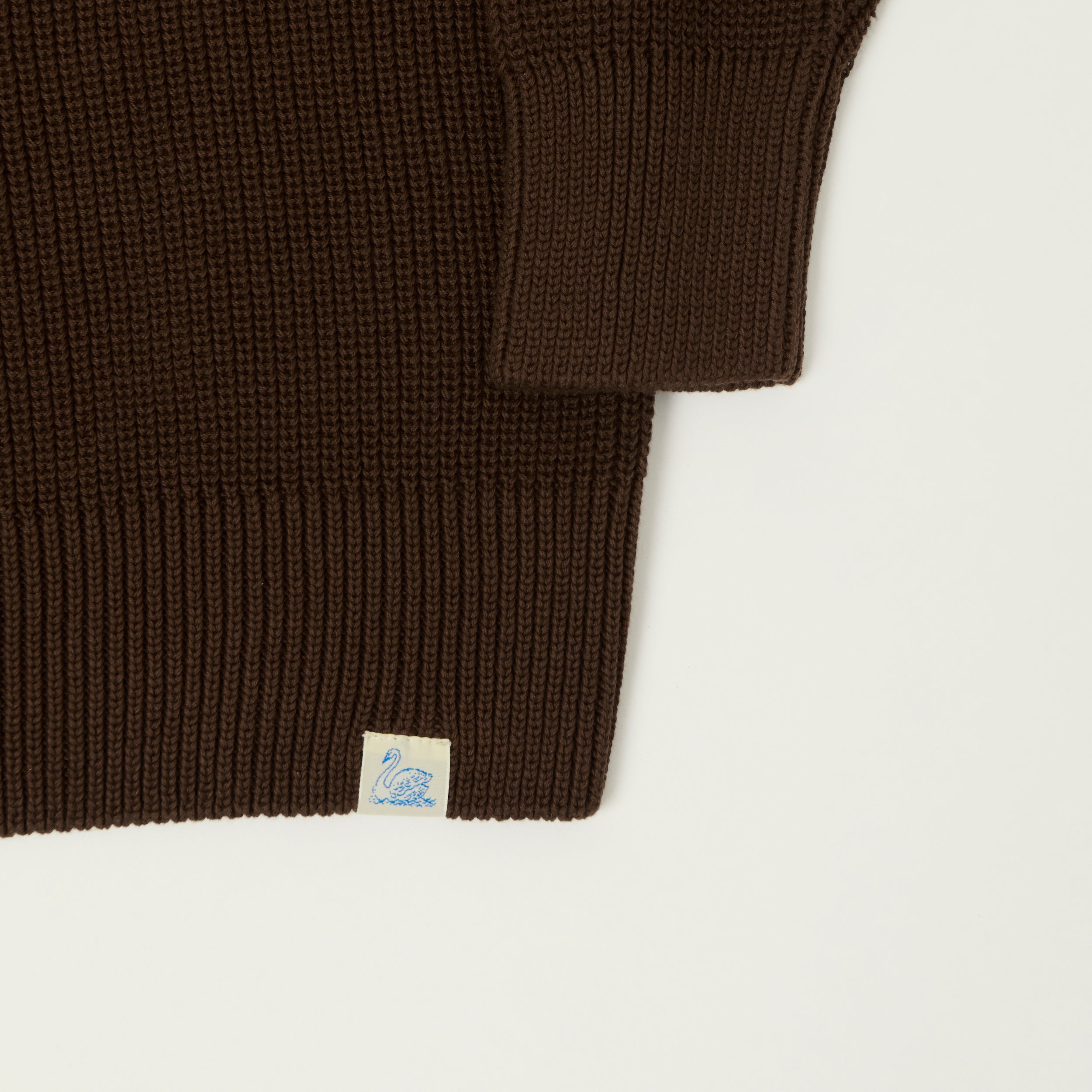 Merz b. Schwanen 'Good Basics' Cotton Ribbed Sweater - Chocolate