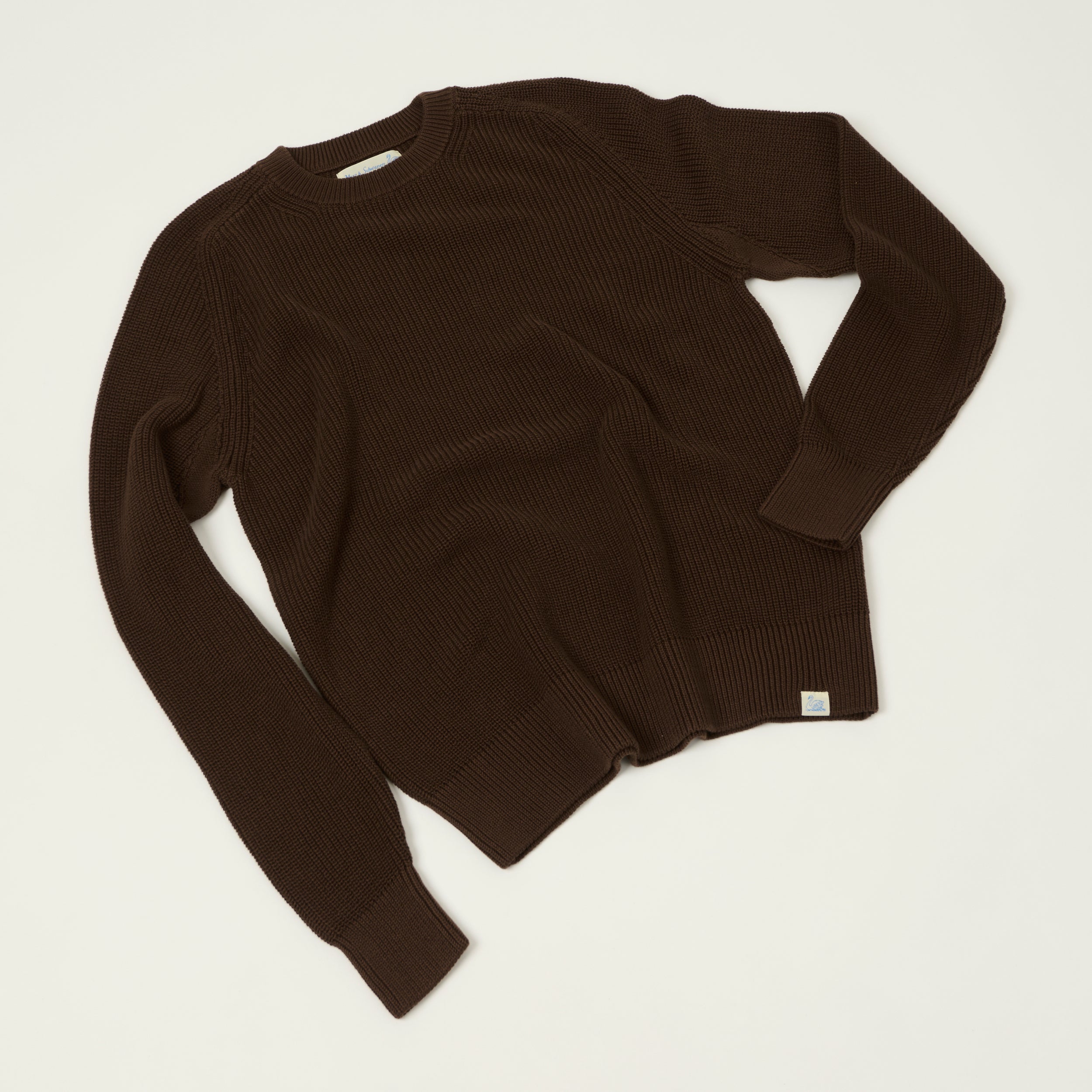 Merz b. Schwanen 'Good Basics' Cotton Ribbed Sweater - Chocolate