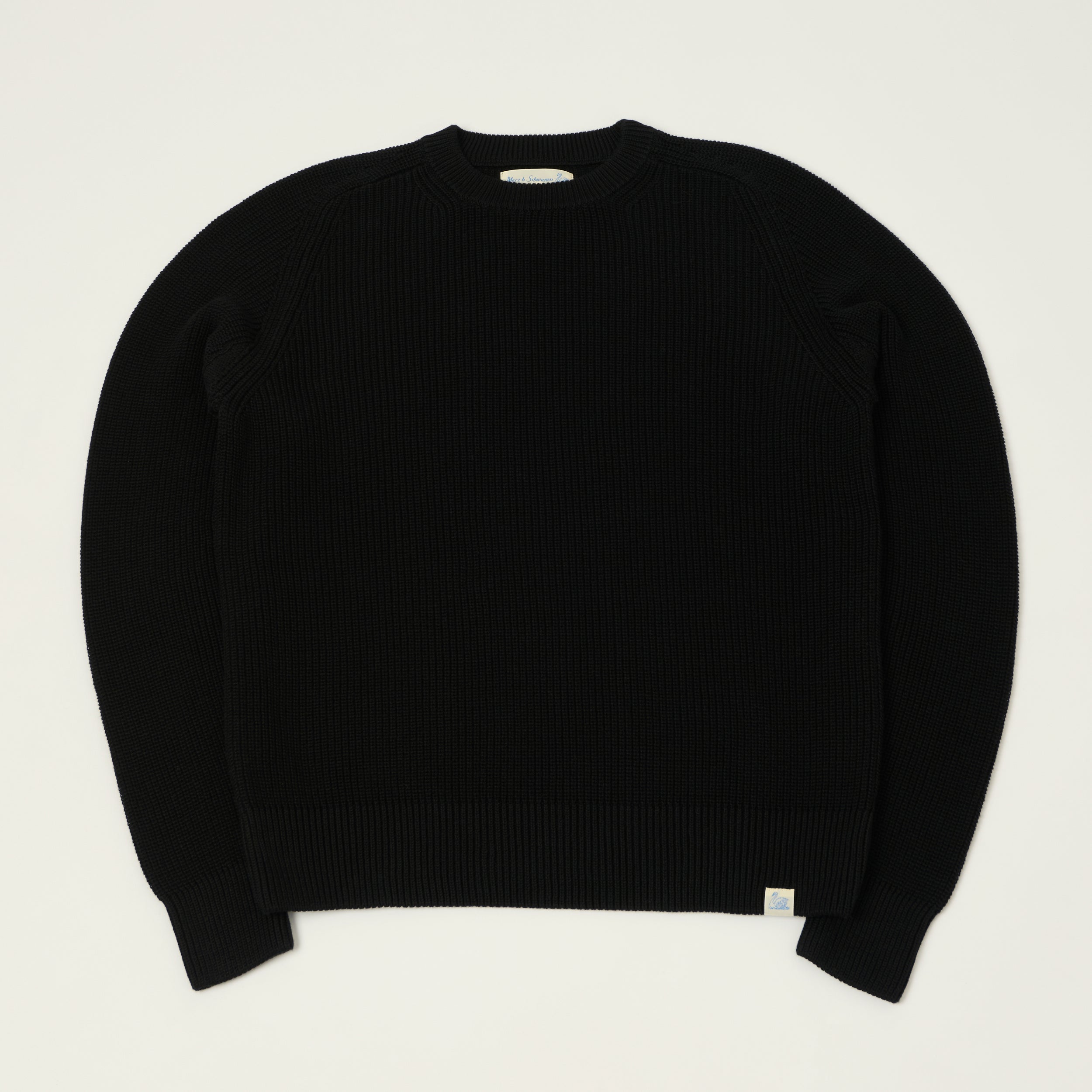 Merz b. Schwanen 'Good Basics' Cotton Ribbed Sweater - Deep Black