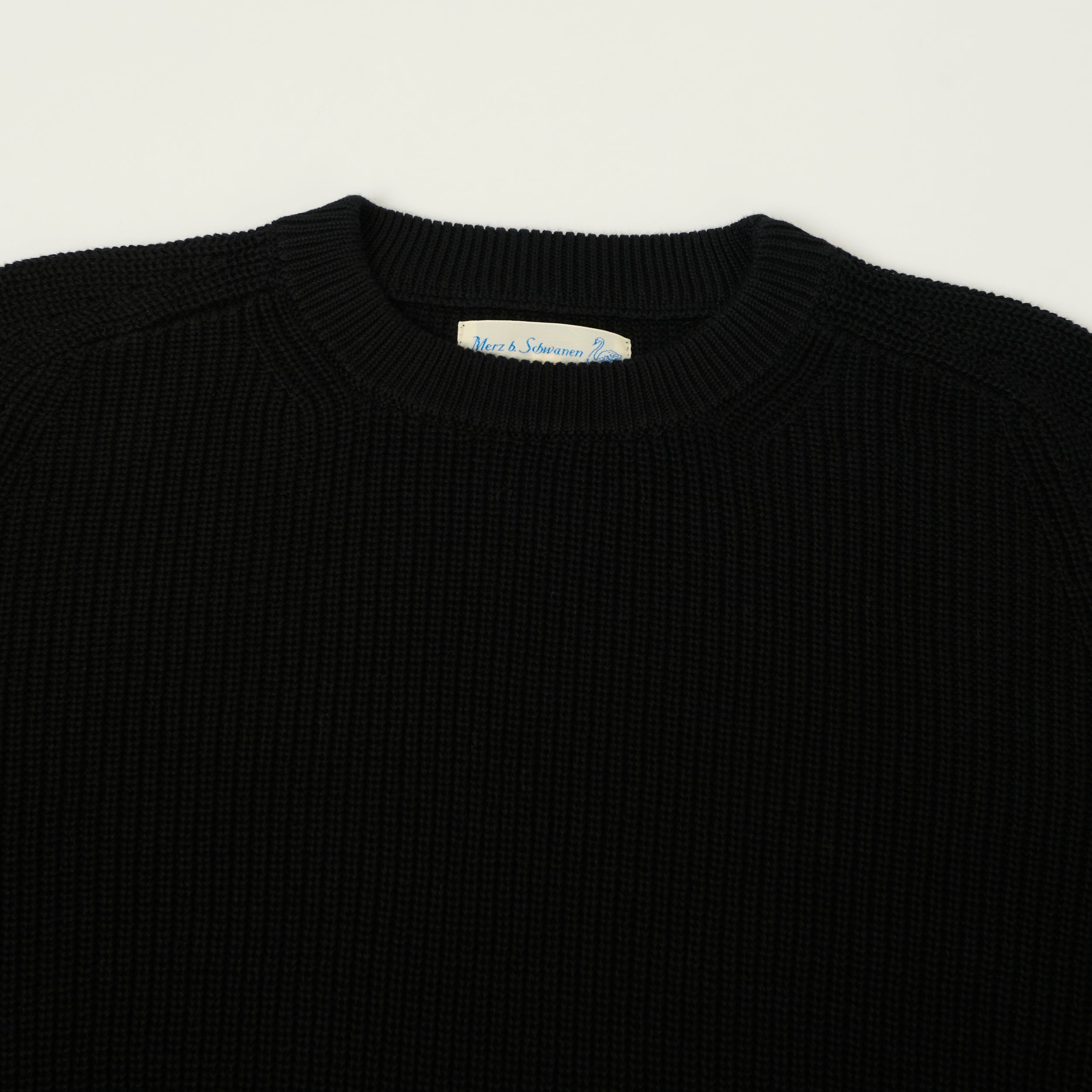 Merz b. Schwanen 'Good Basics' Cotton Ribbed Sweater - Deep Black