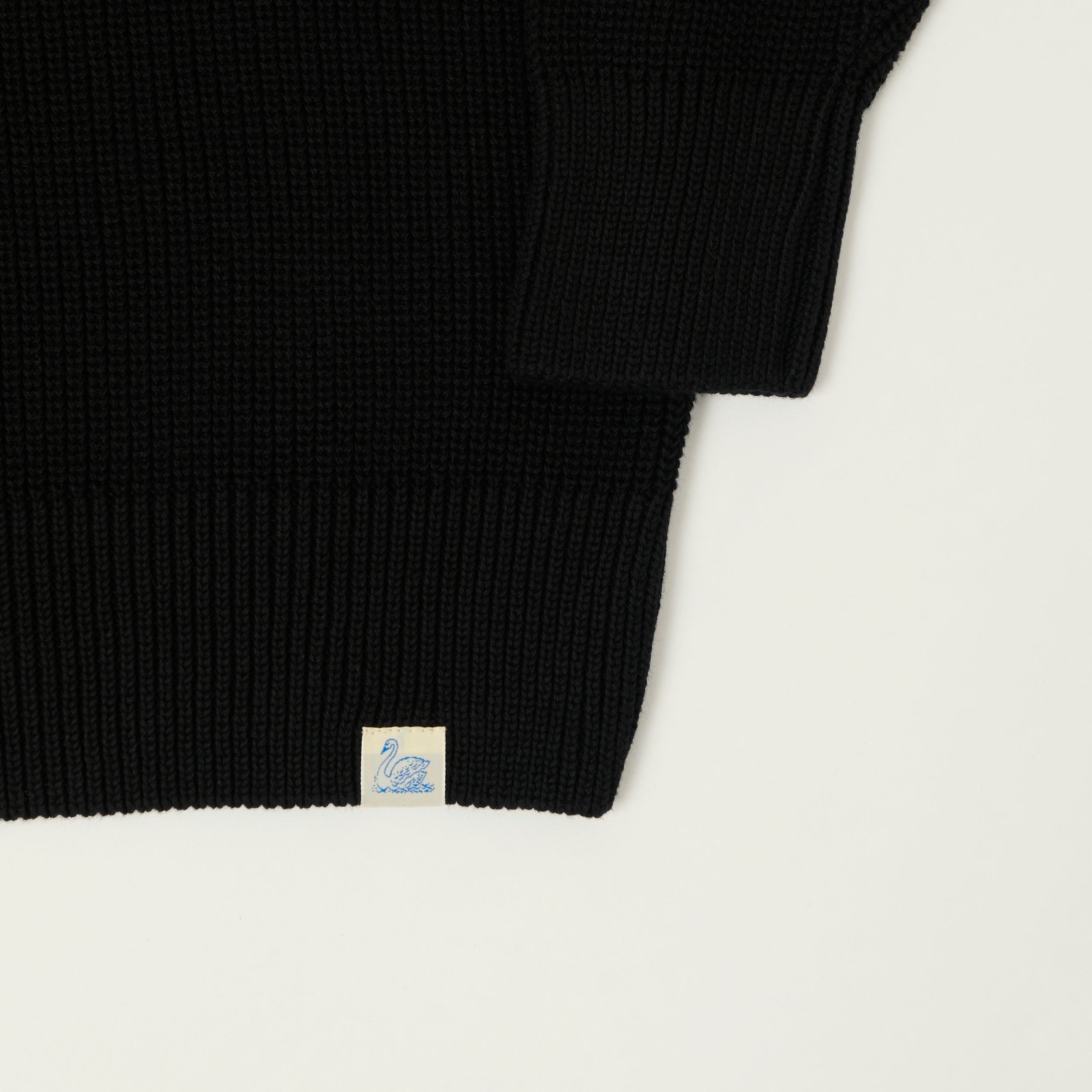 Merz b. Schwanen 'Good Basics' Cotton Ribbed Sweater - Deep Black