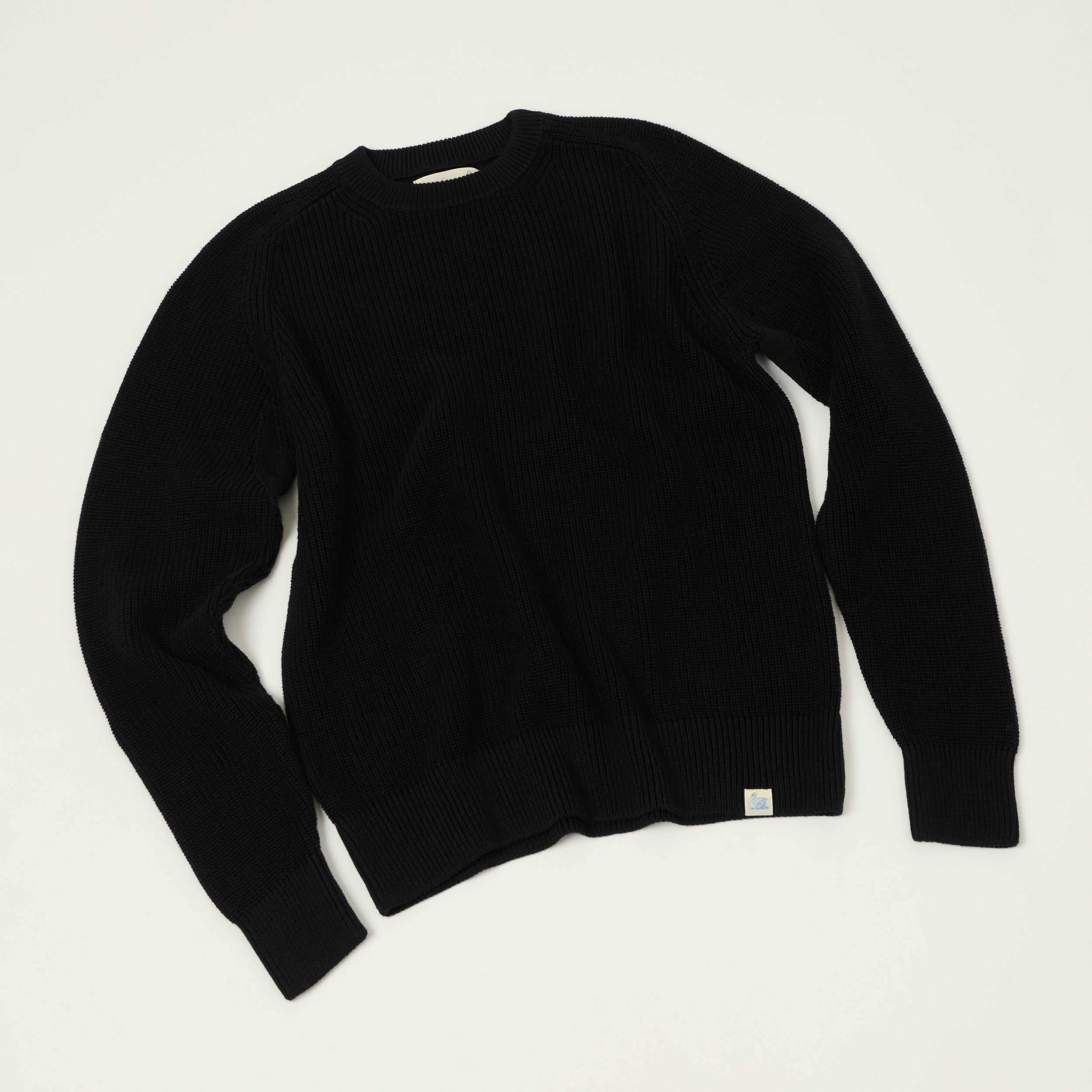 Merz b. Schwanen 'Good Basics' Cotton Ribbed Sweater - Deep Black