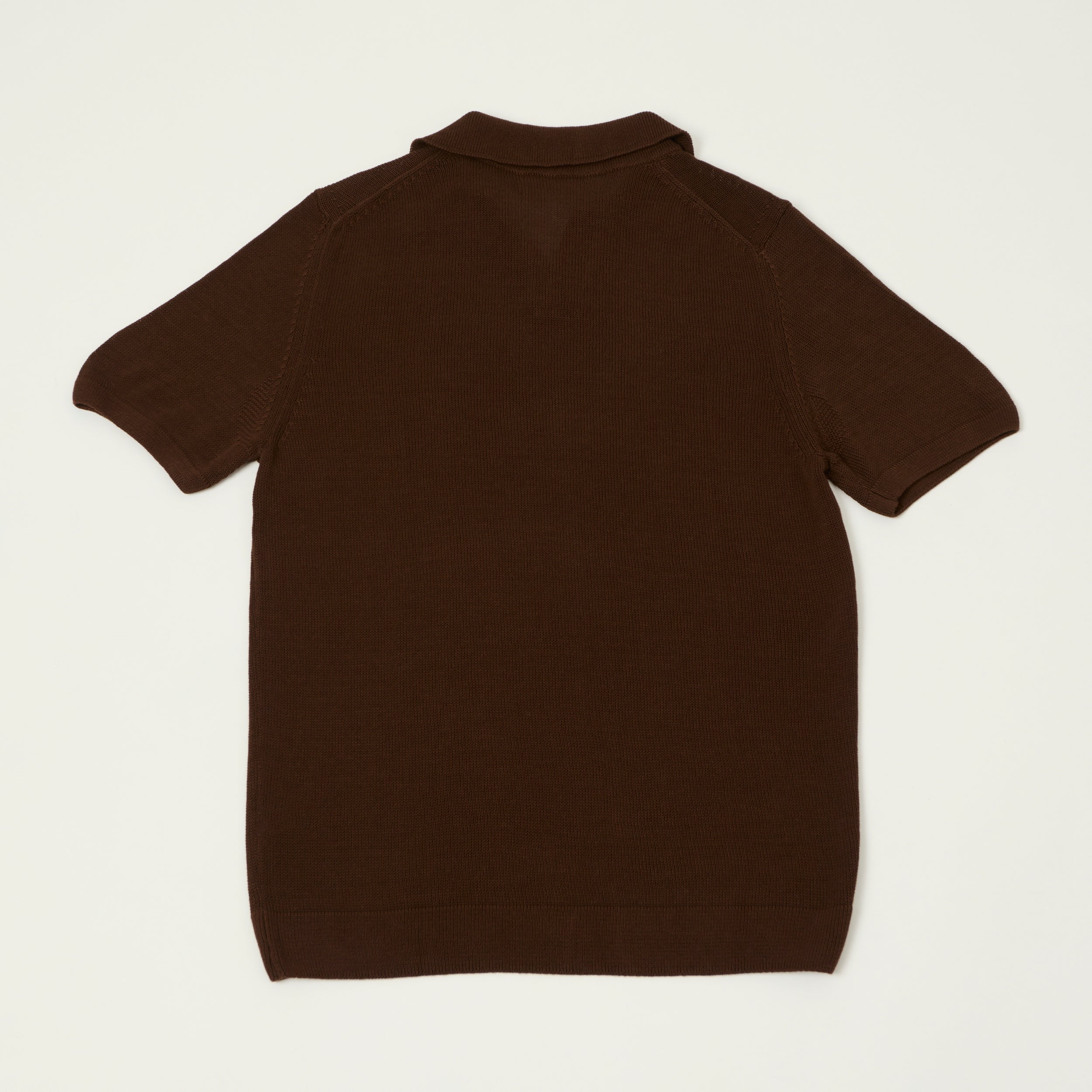 Merz b. Schwanen 'Good Basics' Knitted Polo Shirt - Chocolate