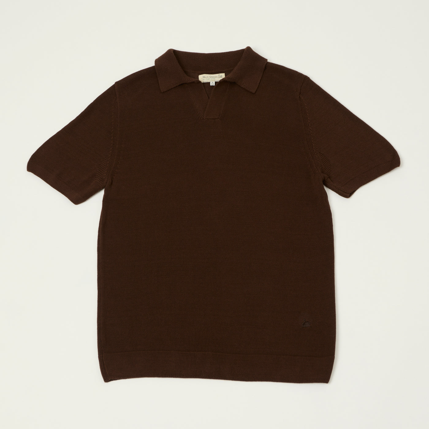 Merz b. Schwanen 'Good Basics' Knitted Polo Shirt - Chocolate