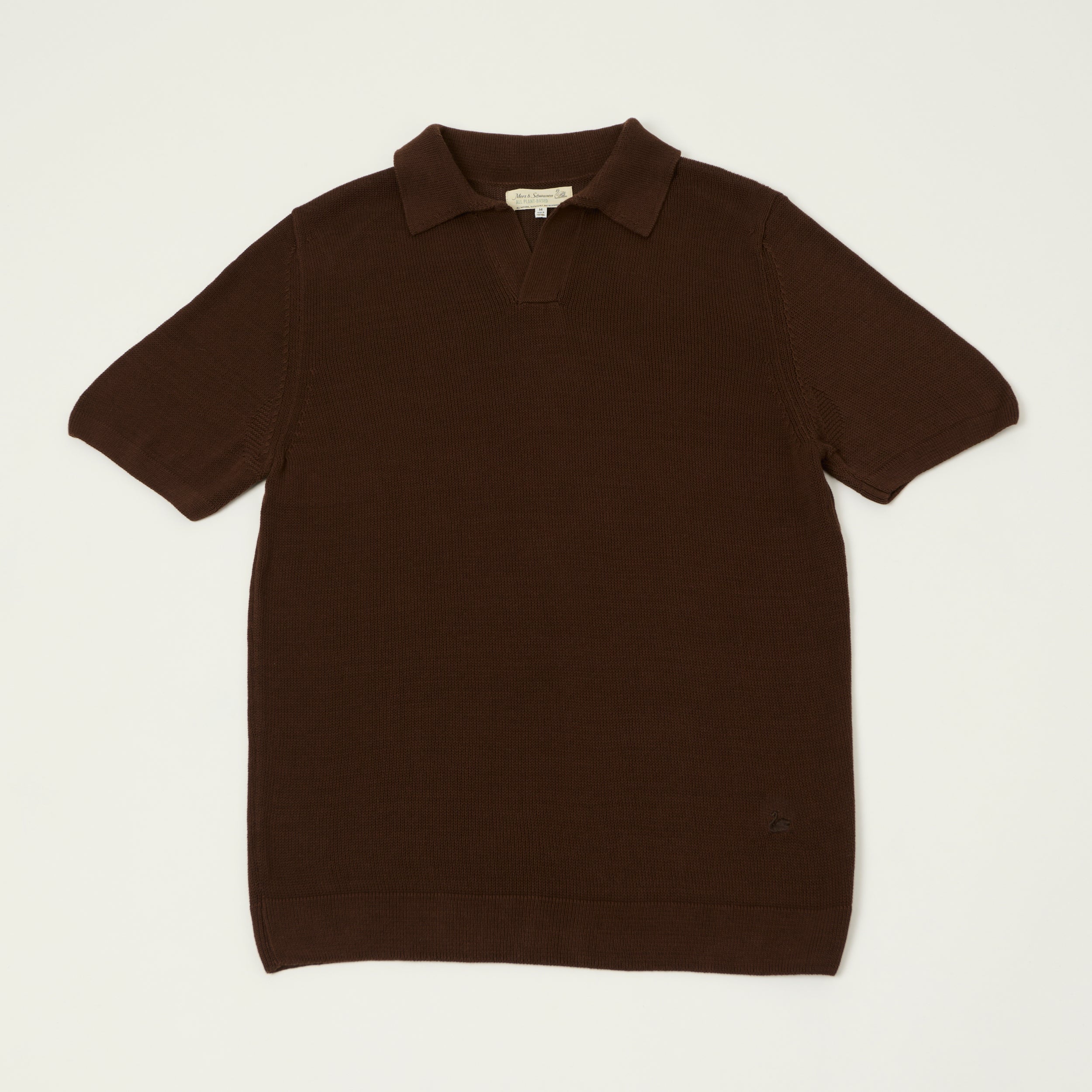 Merz b. Schwanen 'Good Basics' Knitted Polo Shirt - Chocolate