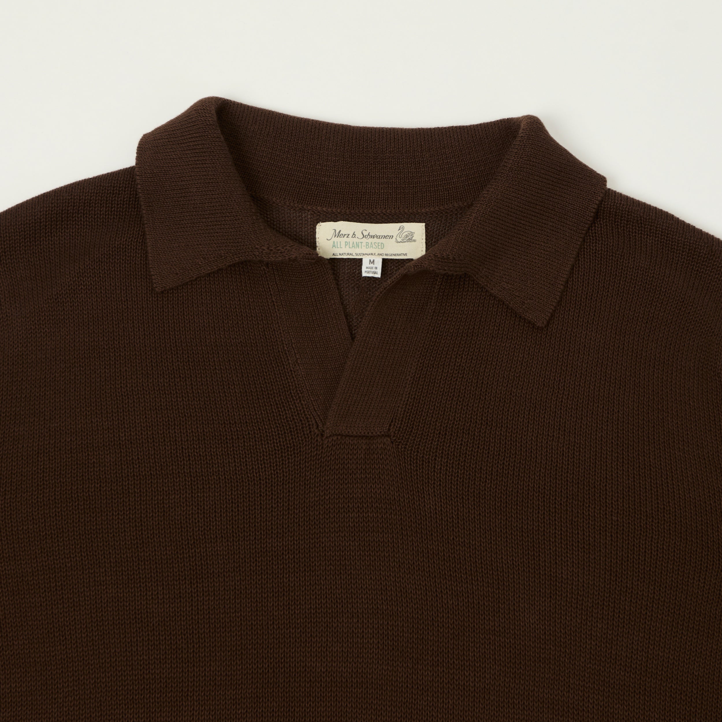 Merz b. Schwanen 'Good Basics' Knitted Polo Shirt - Chocolate