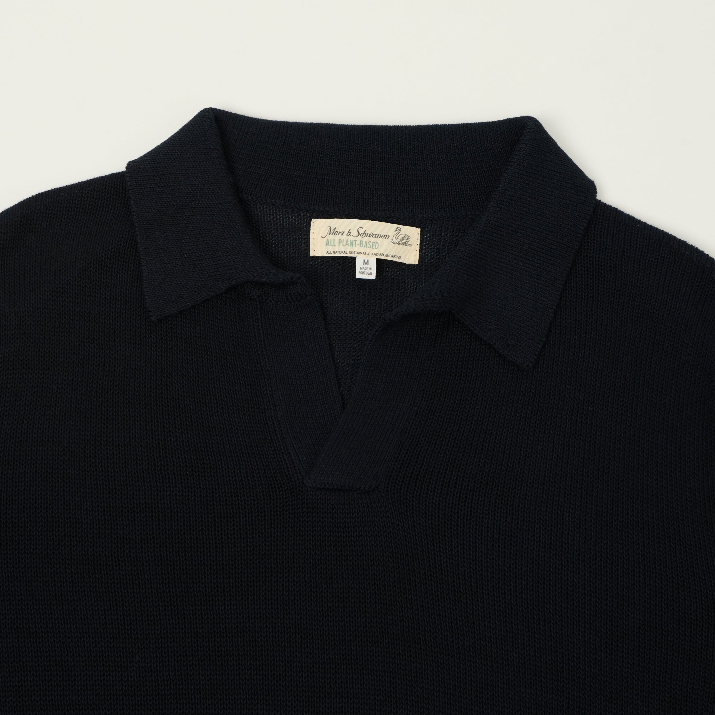 Merz b. Schwanen 'Good Basics' Knitted Polo Shirt - Dark Navy
