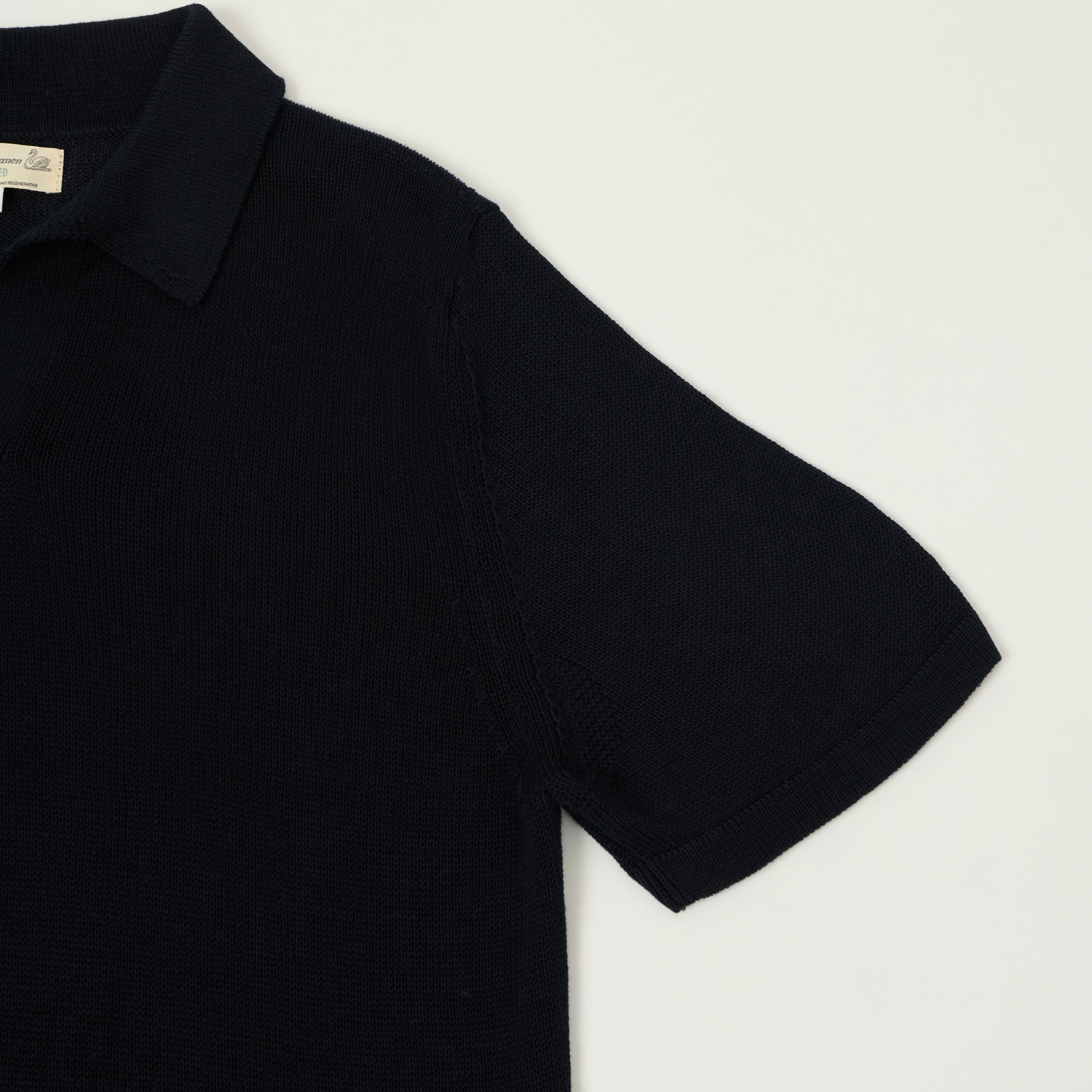Merz b. Schwanen 'Good Basics' Knitted Polo Shirt - Dark Navy