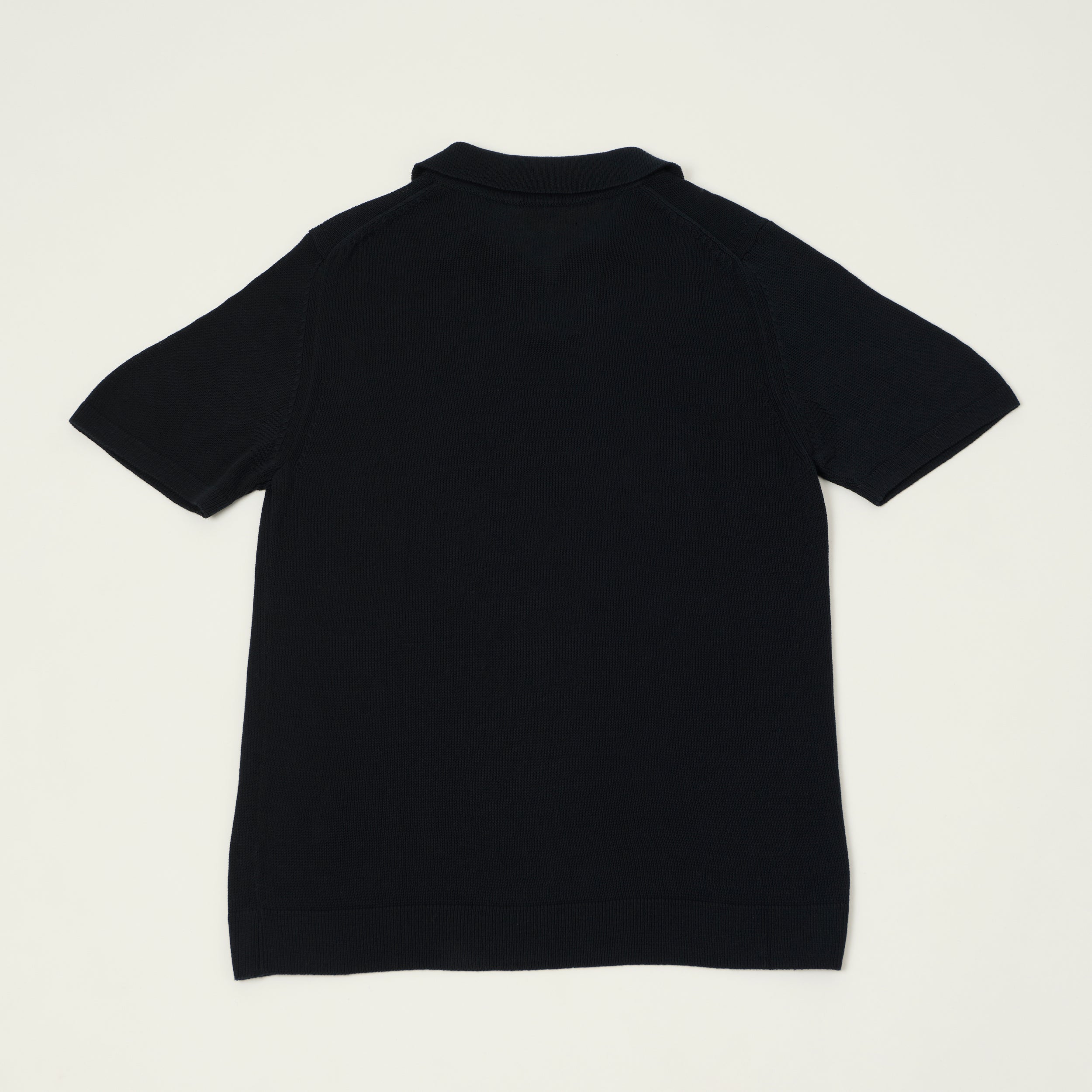 Merz b. Schwanen 'Good Basics' Knitted Polo Shirt - Dark Navy