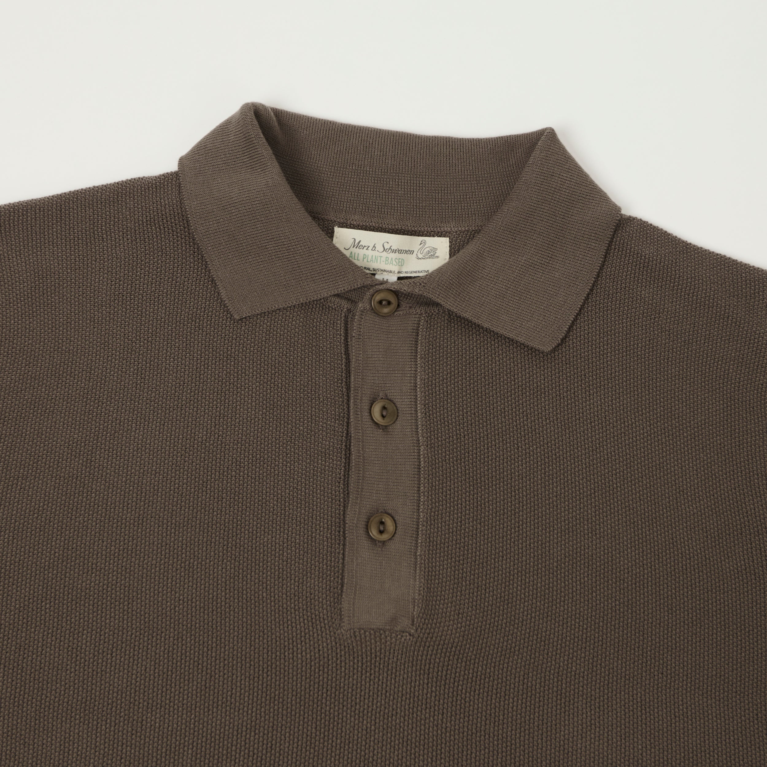 Merz b. Schwanen 'Good Basics' Plant Based Pique Polo Shirt - Grain