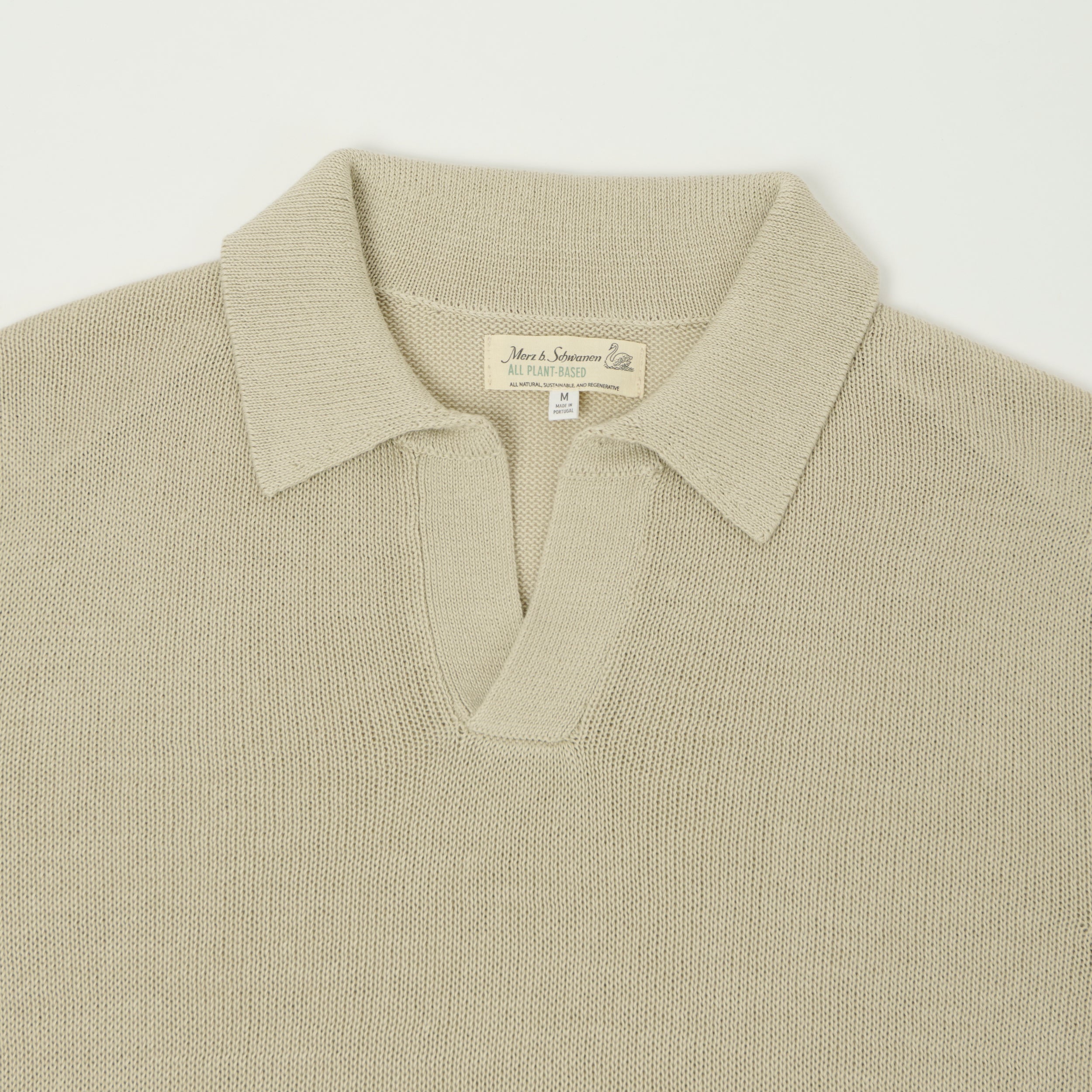 Merz b. Schwanen 'Good Basics' Knitted Polo Shirt - Sand