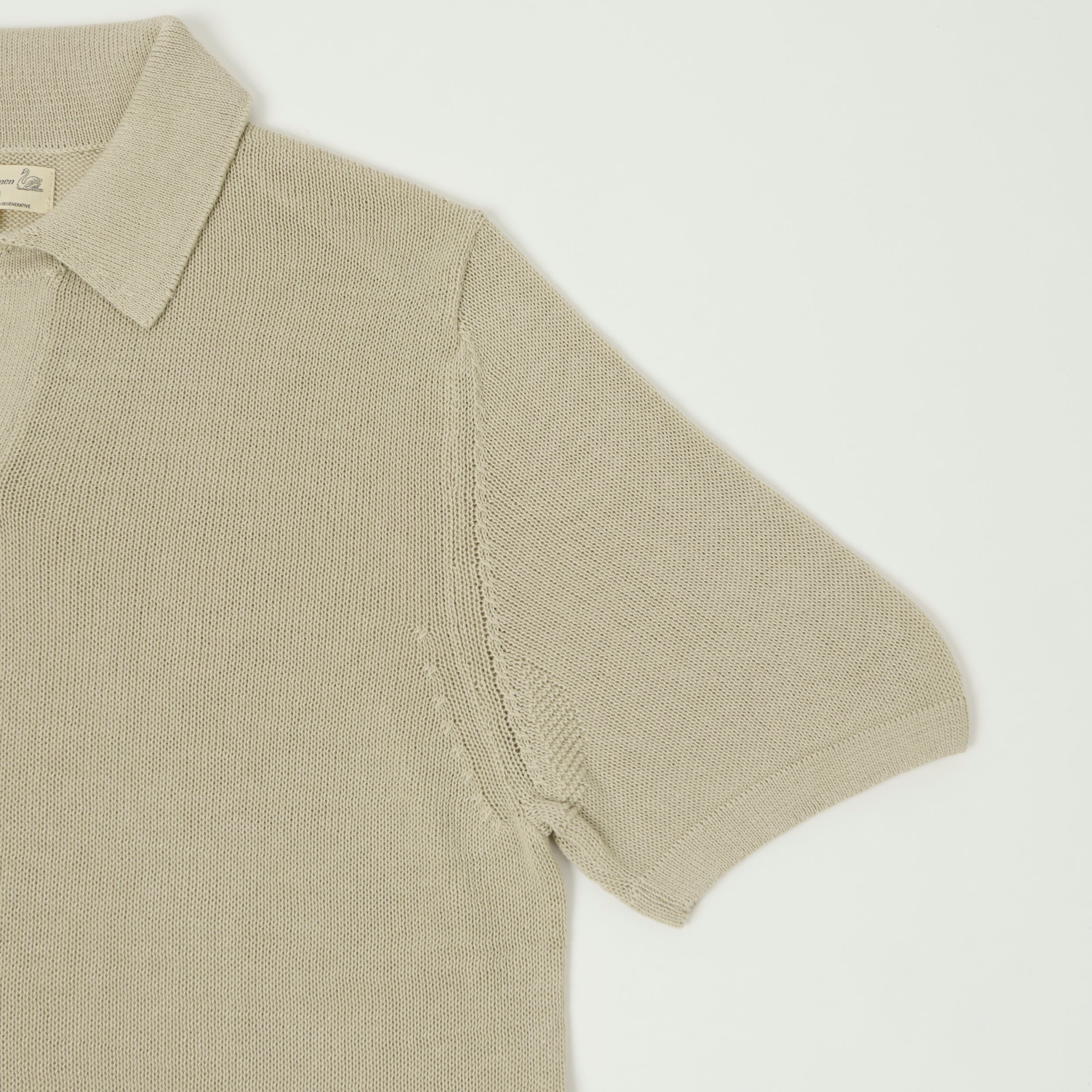 Merz b. Schwanen 'Good Basics' Knitted Polo Shirt - Sand