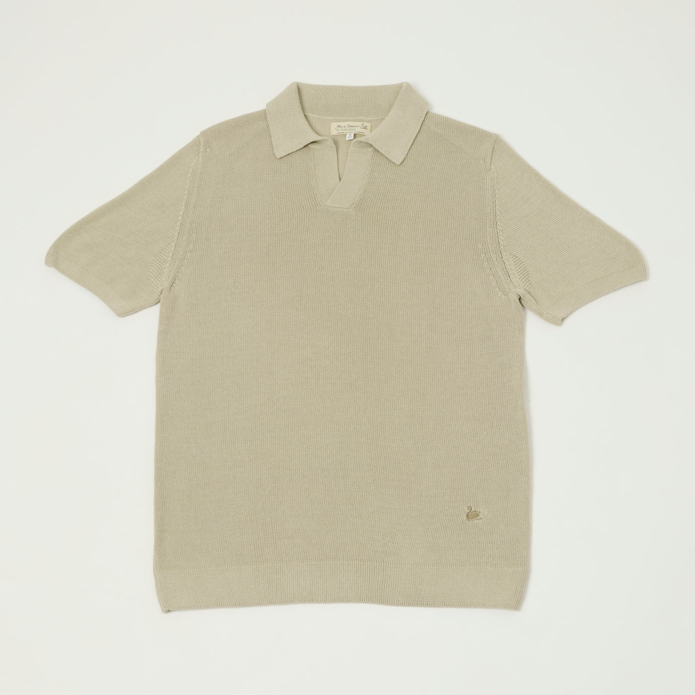 Merz b. Schwanen 'Good Basics' Knitted Polo Shirt - Sand