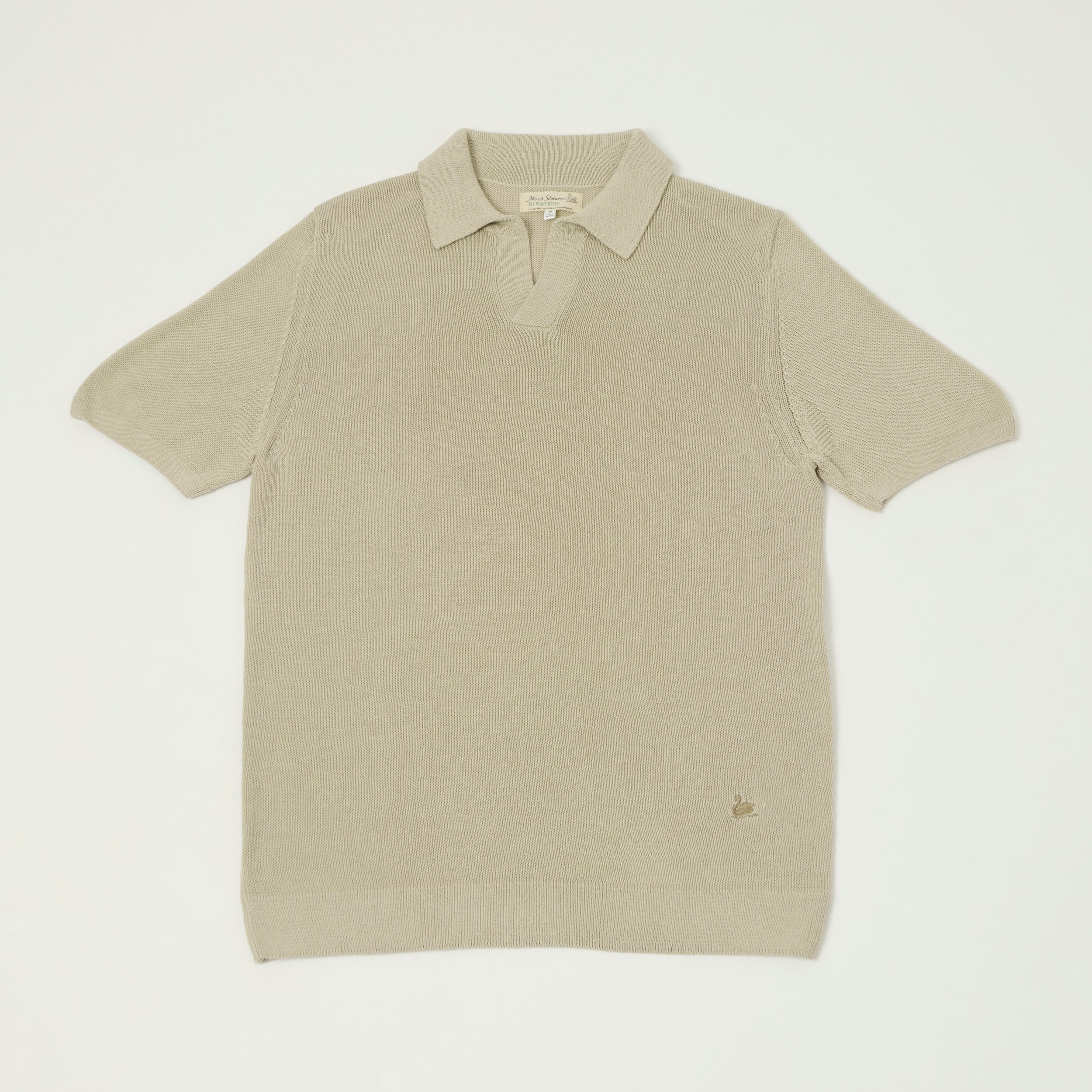 Merz b. Schwanen 'Good Basics' Knitted Polo Shirt - Sand