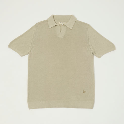 Merz b. Schwanen 'Good Basics' Knitted Polo Shirt - Sand