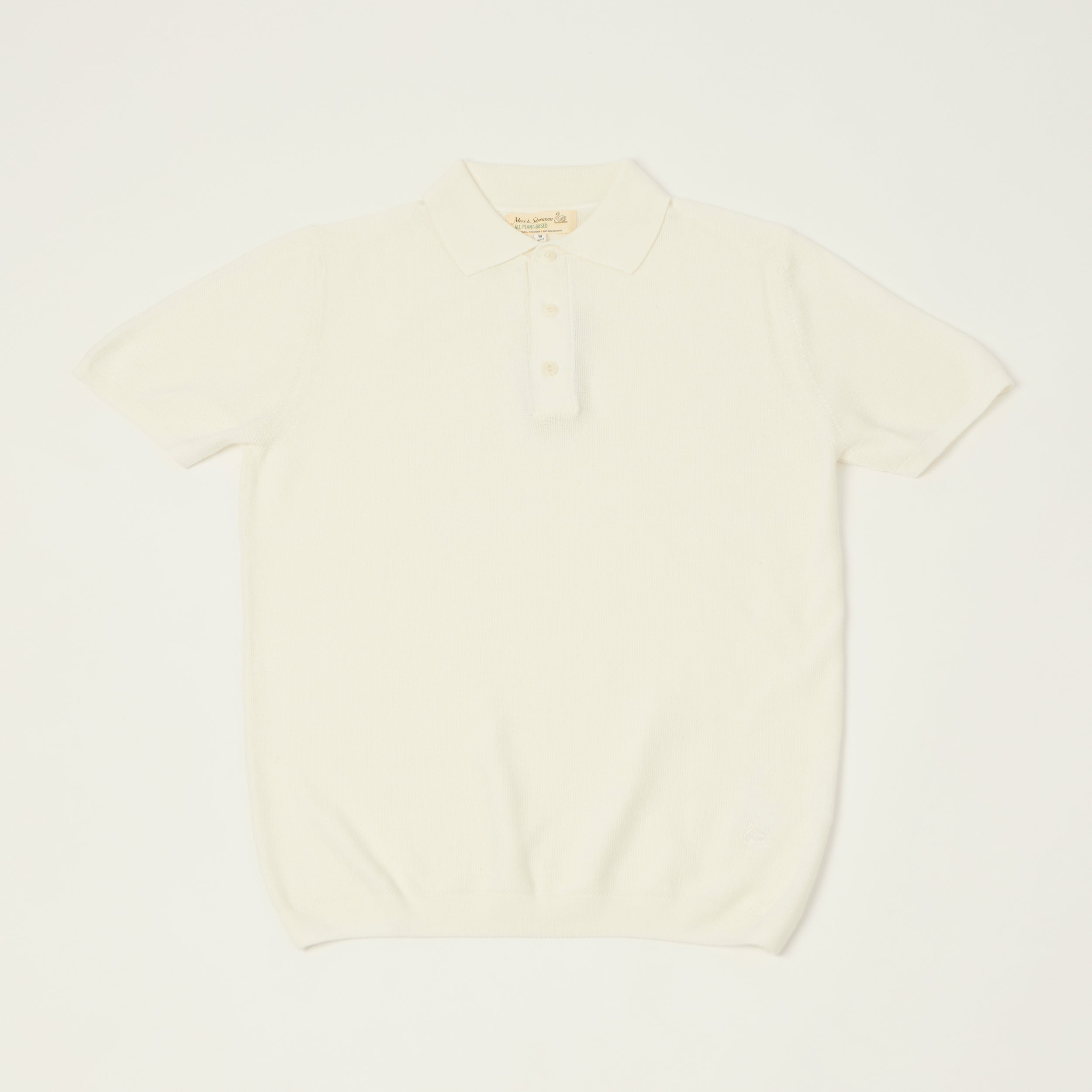 Merz b. Schwanen 'Good Basics' Plant Based Pique Polo Shirt - White