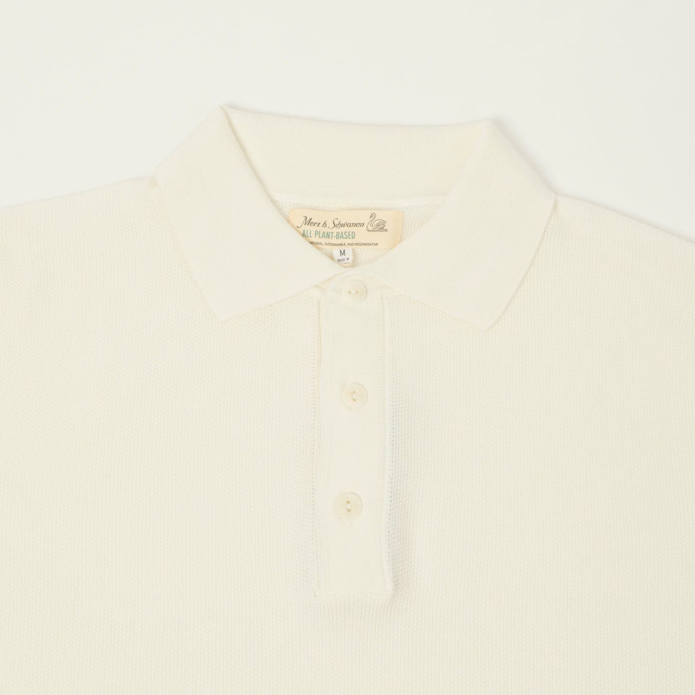 Merz b. Schwanen 'Good Basics' Plant Based Pique Polo Shirt - White