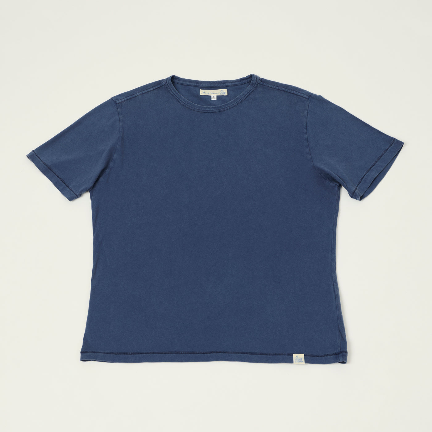 Merz b. Schwanen 'Good Basics' Pima Cotton T-Shirt - Mid Wash Indigo