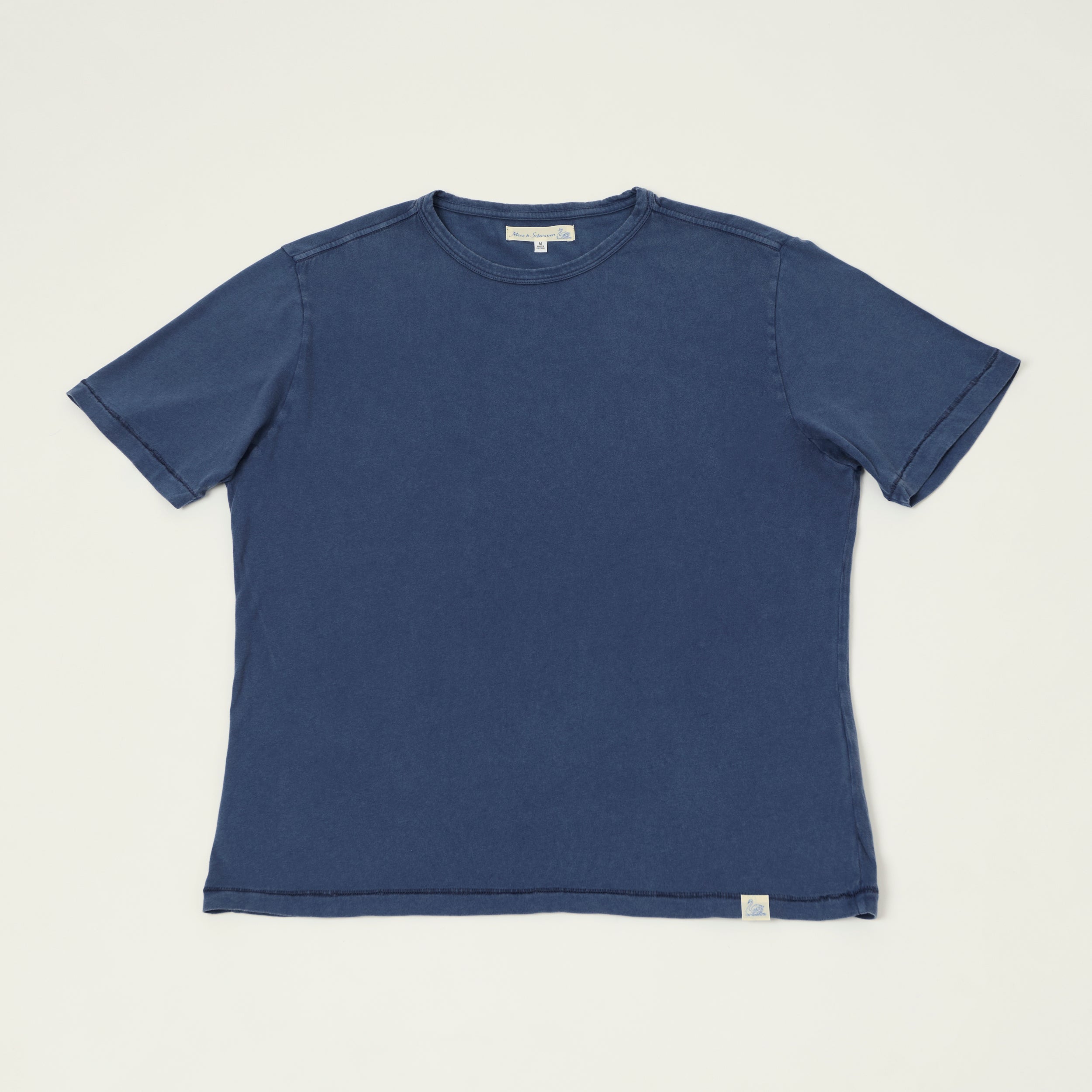 Merz b. Schwanen 'Good Basics' Pima Cotton T-Shirt - Mid Wash Indigo