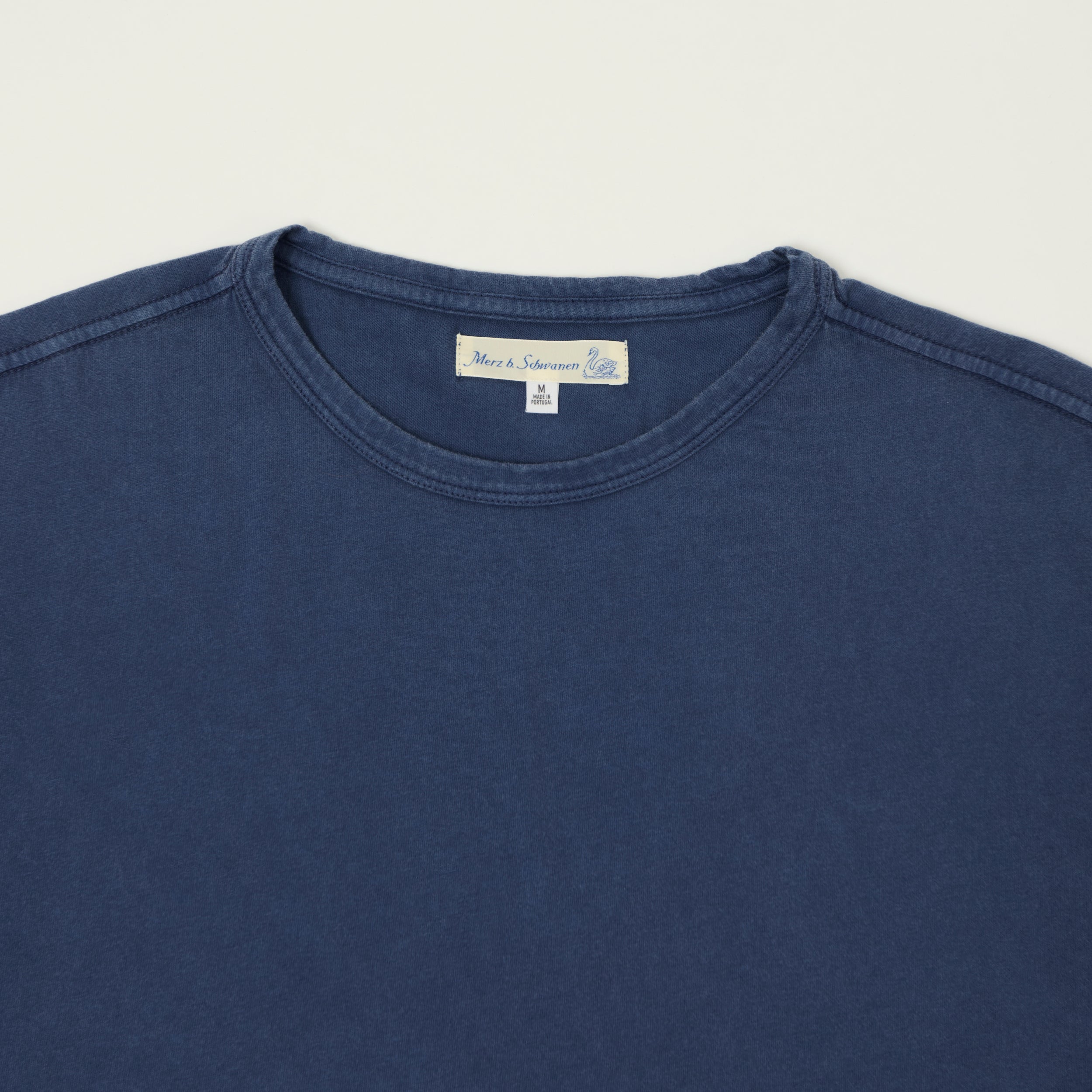 Merz b. Schwanen 'Good Basics' Pima Cotton T-Shirt - Mid Wash Indigo