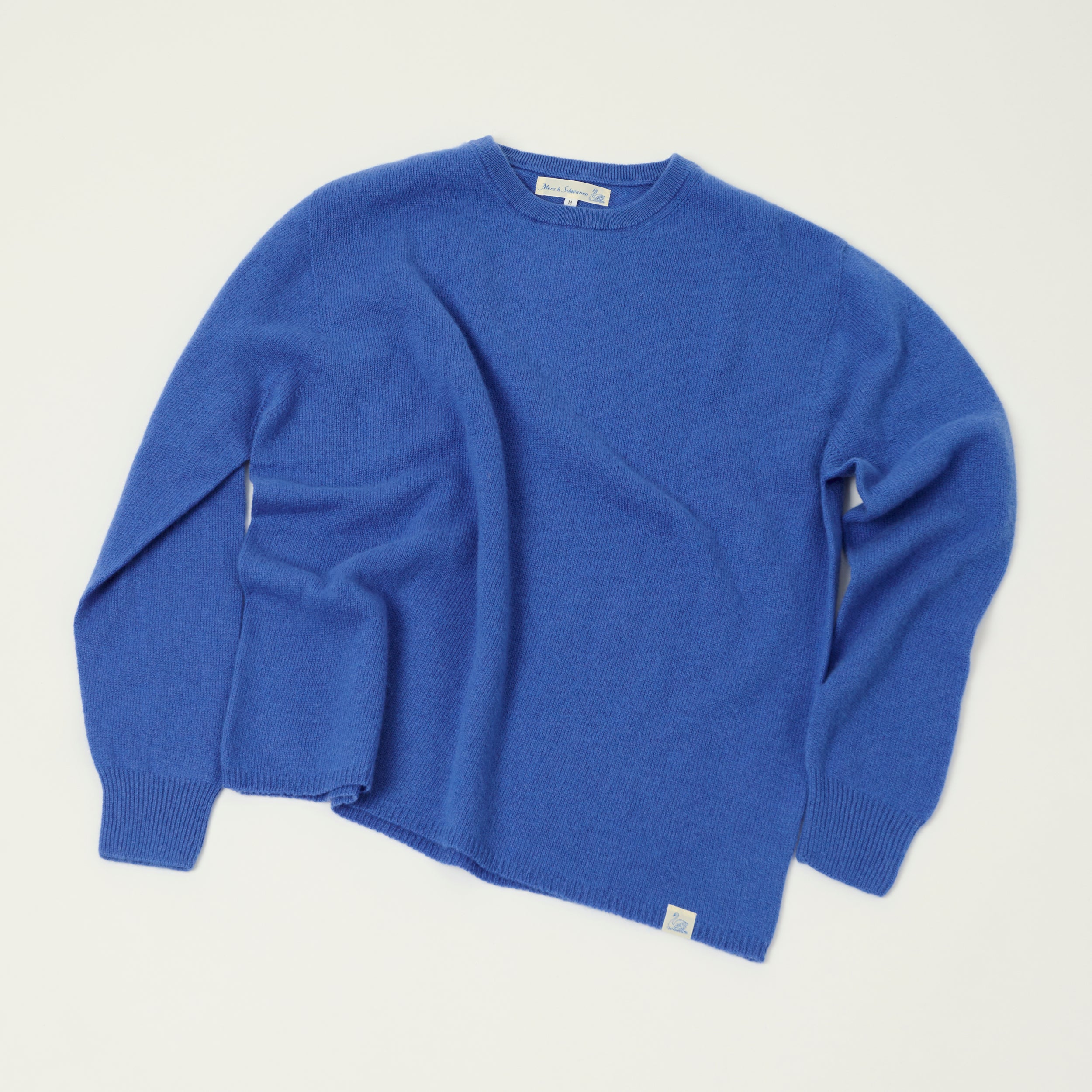 Merz b. Schwanen 'Good Basics' Lightweight Wool-Silk-Cashmere Sweater - Washed Blue