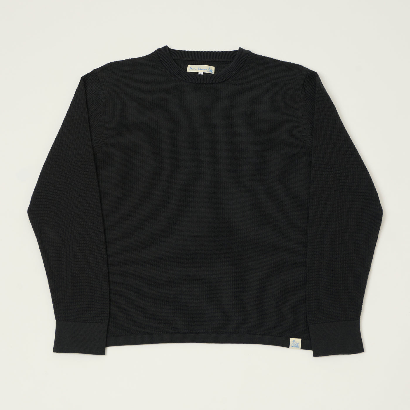 Merz b. Schwanen 'Good Basics' Lightweight Waffle Knit Sweater - Charcoal