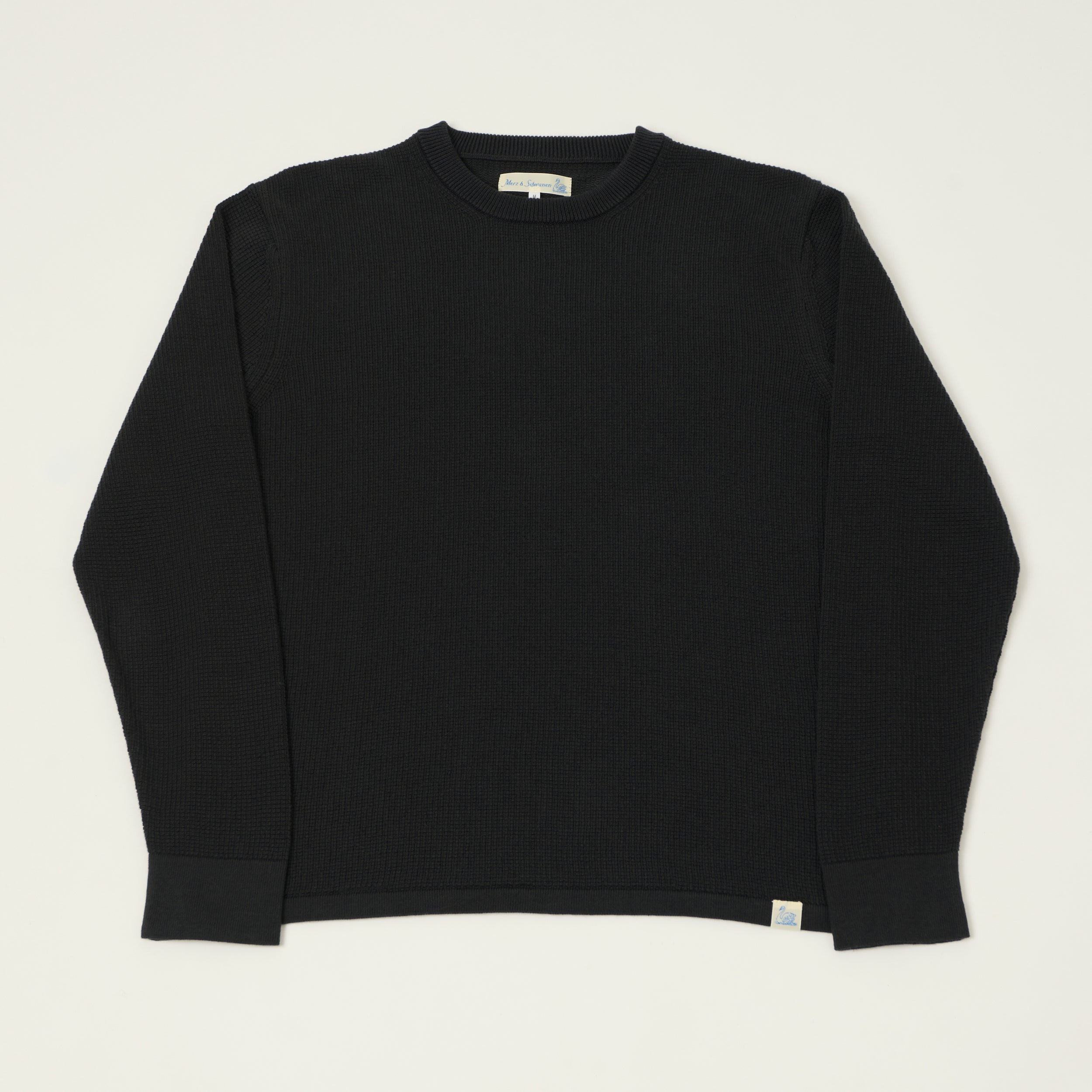 Merz b. Schwanen 'Good Basics' Lightweight Waffle Knit Sweater - Charcoal