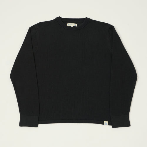 Merz b. Schwanen 'Good Basics' Lightweight Waffle Knit Sweater - Charcoal