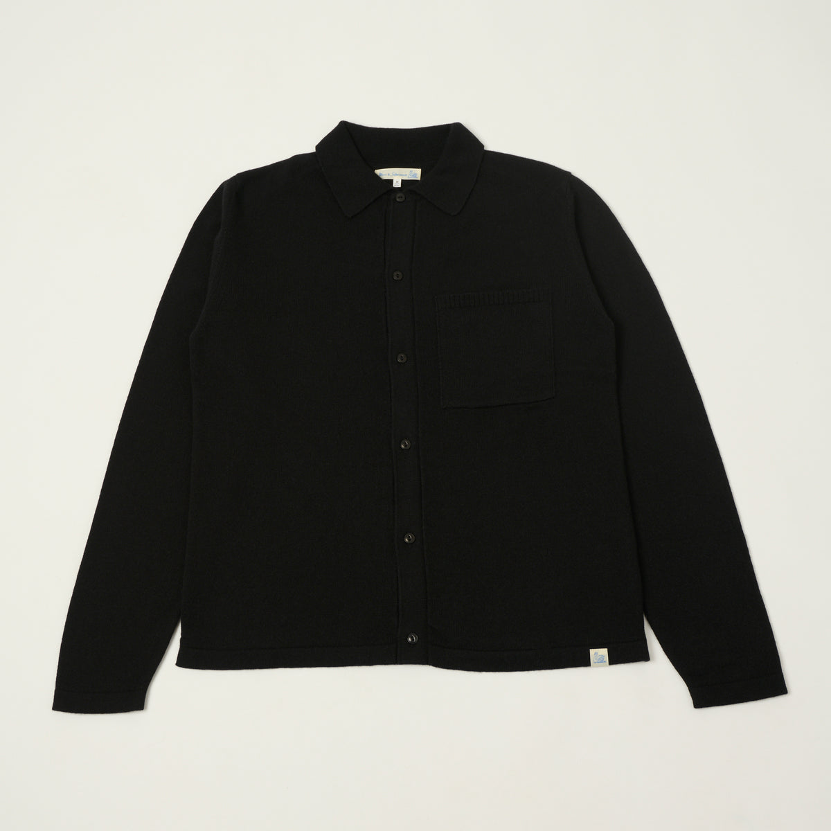 Merz b. Schwanen Merino Wool-Cashmere-Silk Long Sleeve Shirt - Deep Black