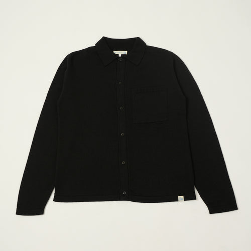 Merz b. Schwanen Merino Wool-Cashmere-Silk Long Sleeve Shirt - Deep Black