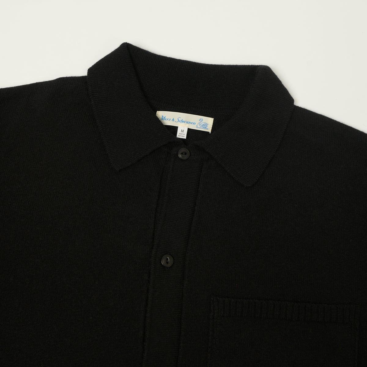 Merz b. Schwanen Merino Wool-Cashmere-Silk Long Sleeve Shirt - Deep Black