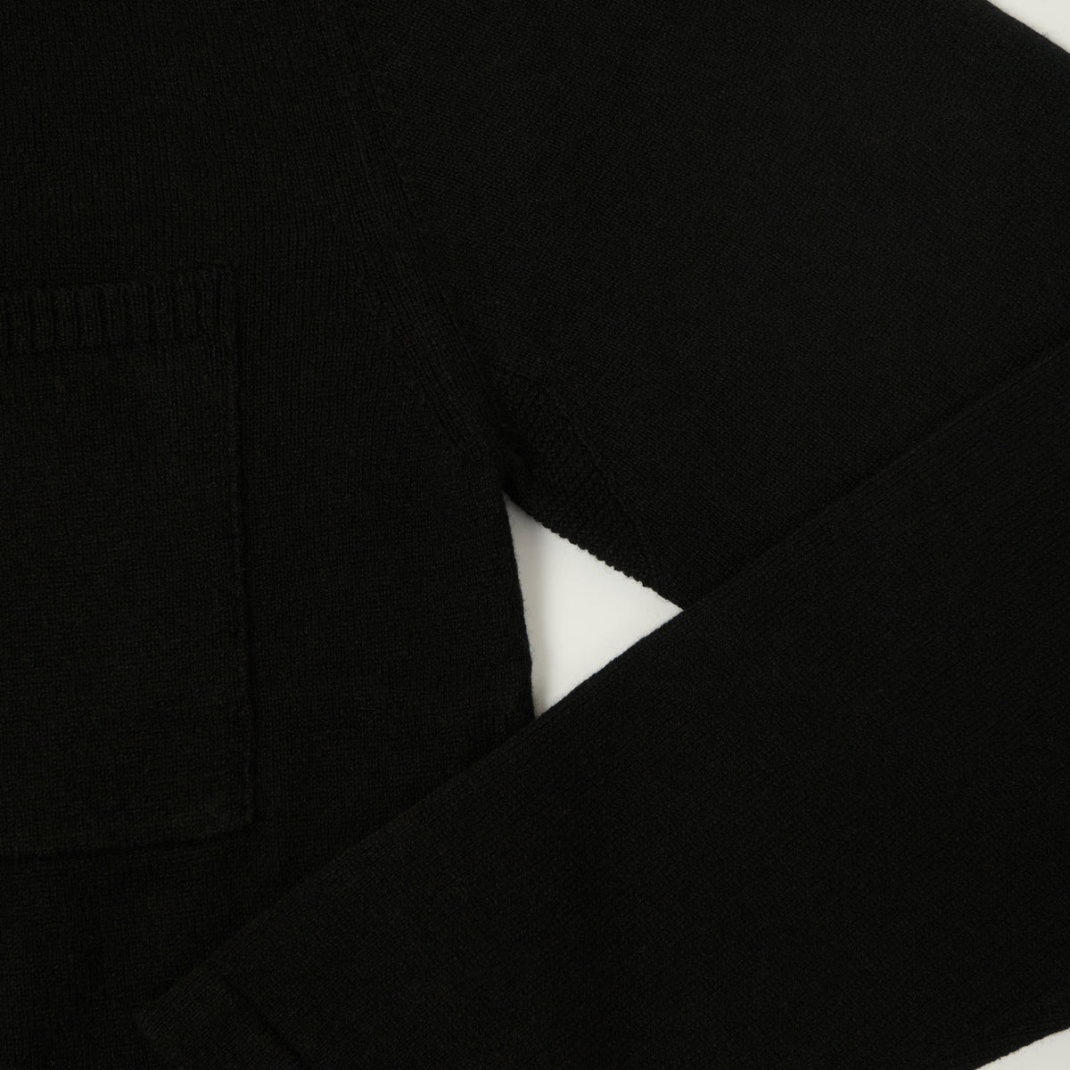 Merz b. Schwanen Merino Wool-Cashmere-Silk Long Sleeve Shirt - Deep Black