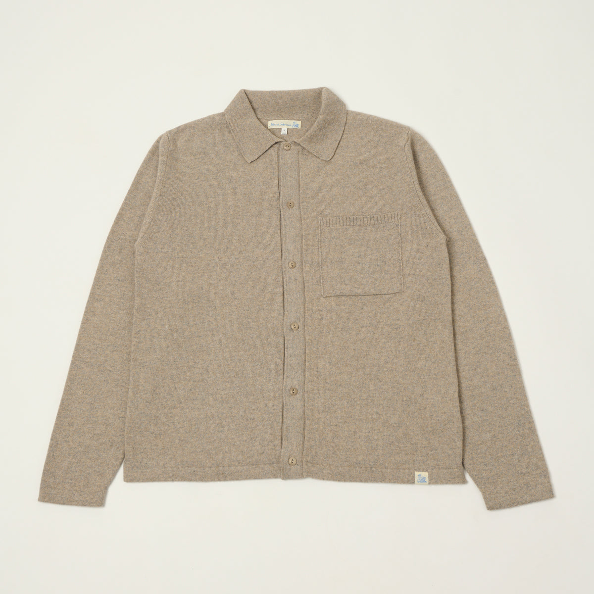 Merz b. Schwanen Merino Wool-Cashmere-Silk Long Sleeve Shirt - Faded Grain