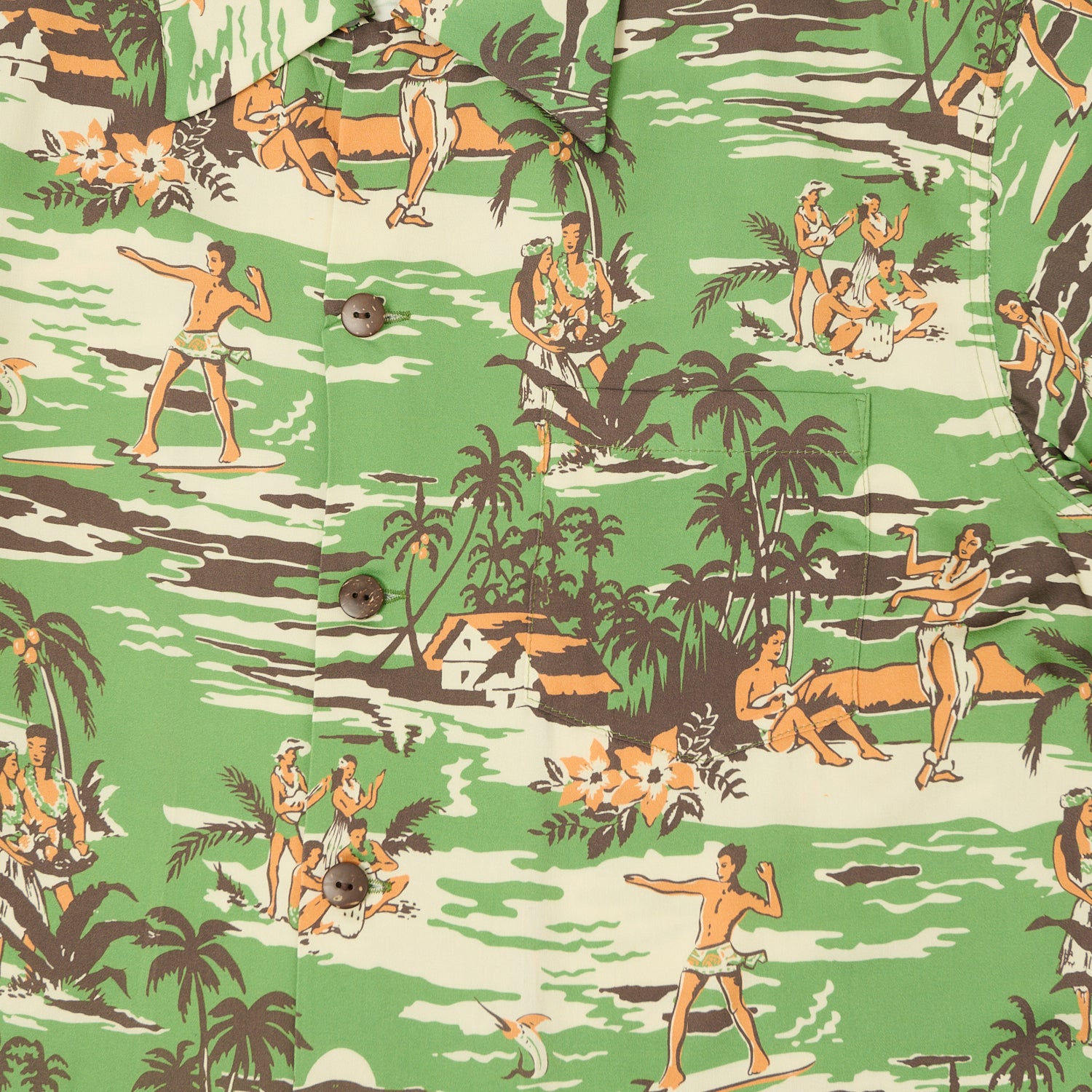 Micky Oye 'A Touch of Hawaii' Aloha Shirt - Forest