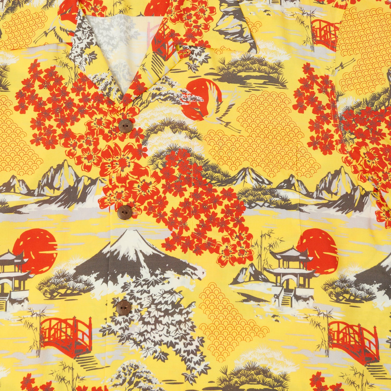 Micky Oye 'The Land of the Fujiyama' Aloha Shirt - Yellow