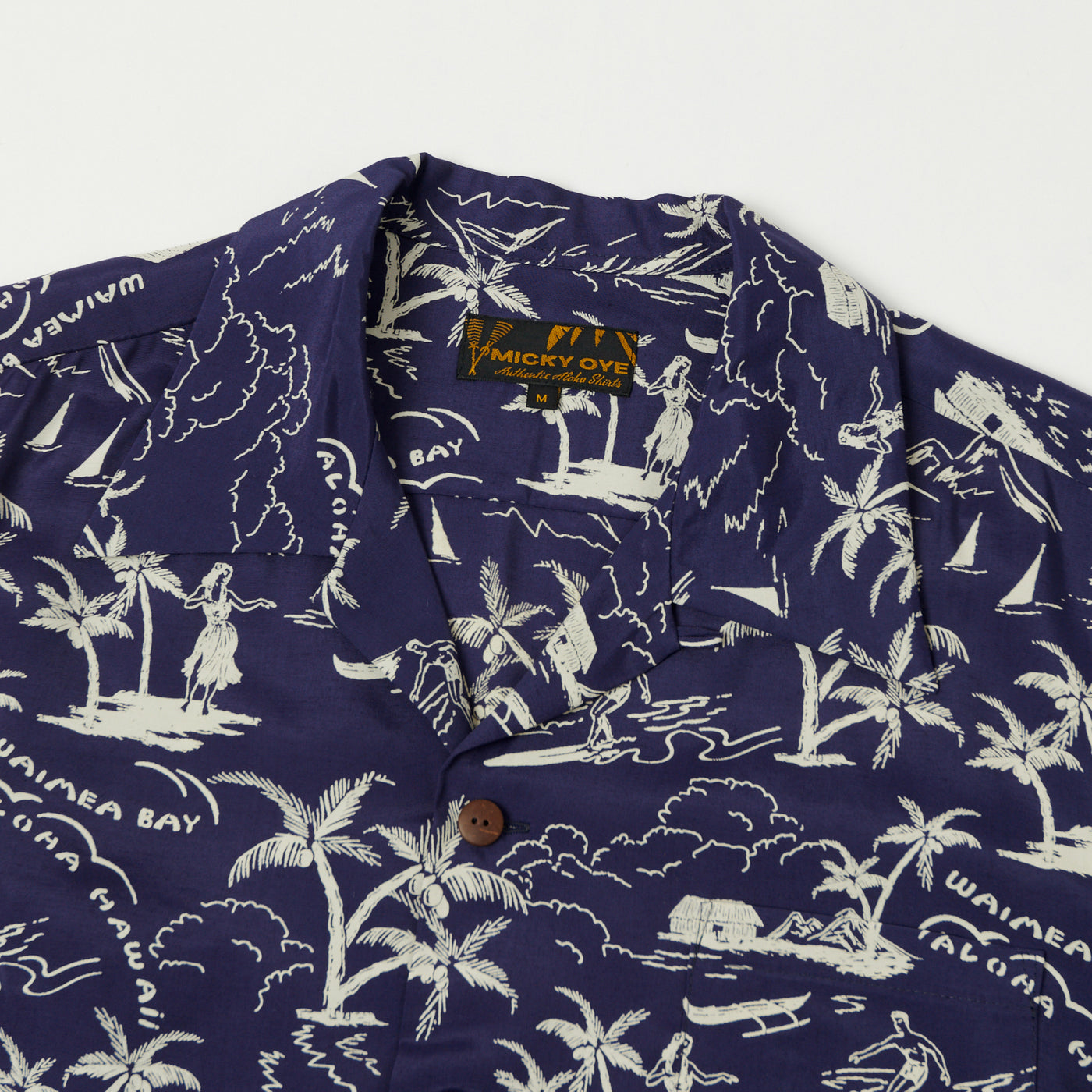 Micky Oye 'Waimea Bay' Aloha Shirt - Blue