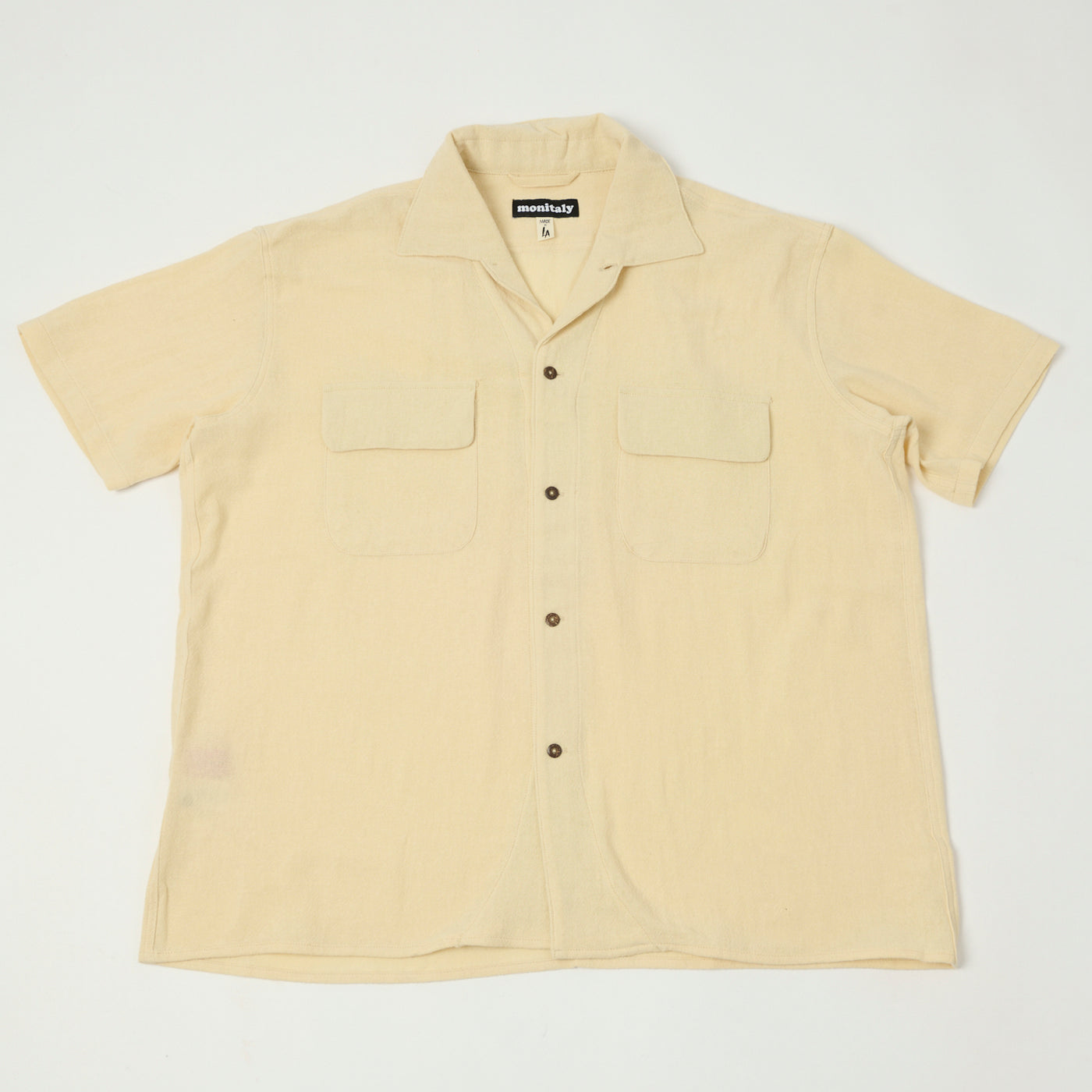 Monitaly 'Milano' 1950s Camp Collar Shirt - Tropical Natural
