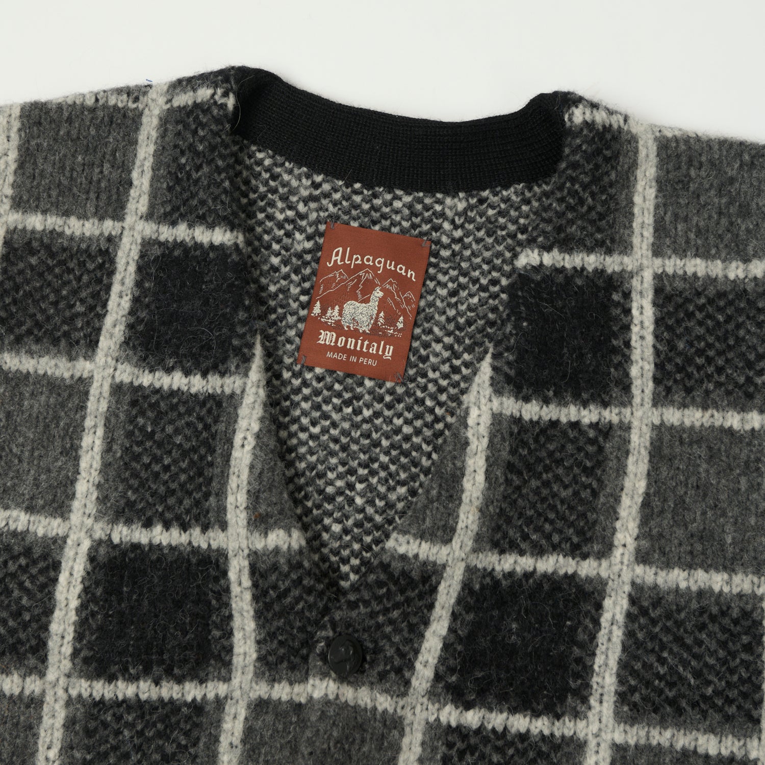 Monitaly 'Alpaguan' Plaid Alpaca Cardigan - Black