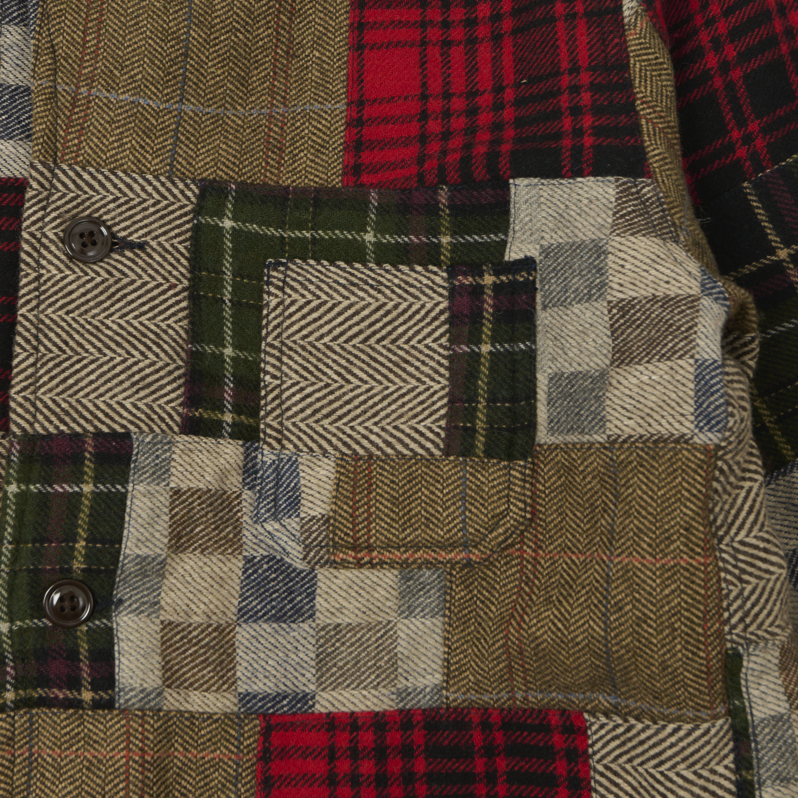 Monitaly Wool Patchwork Italian Jail Jacket - Red/Brown