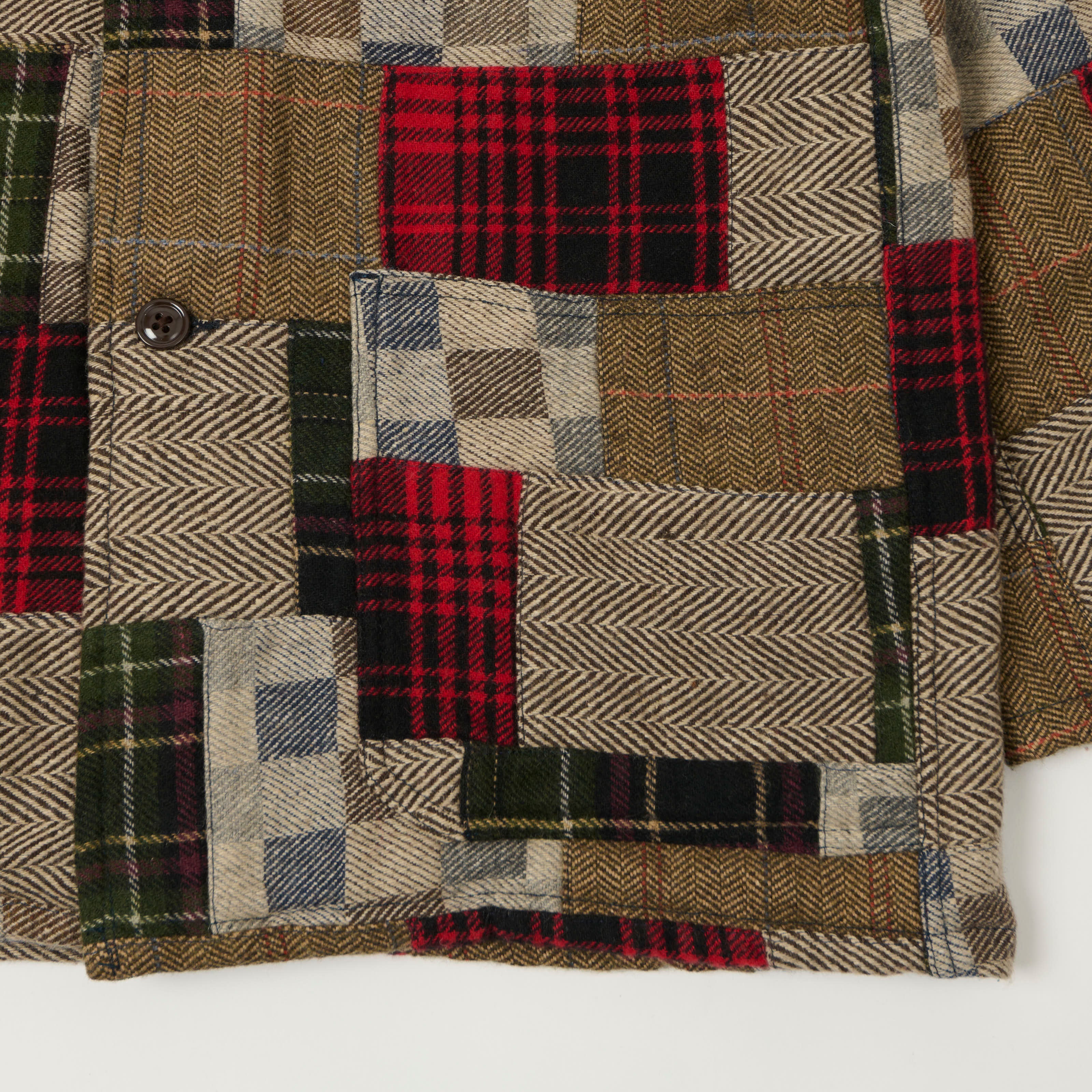 Monitaly Wool Patchwork Italian Jail Jacket - Red/Brown