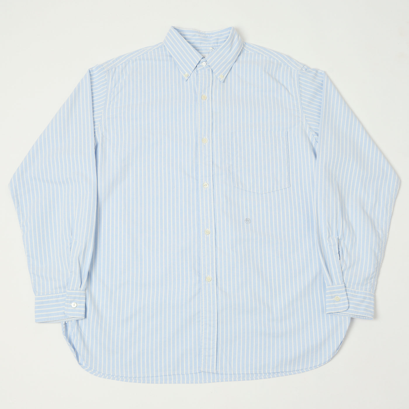 Nanamica Button Down Stripe Wind Shirt - Navy