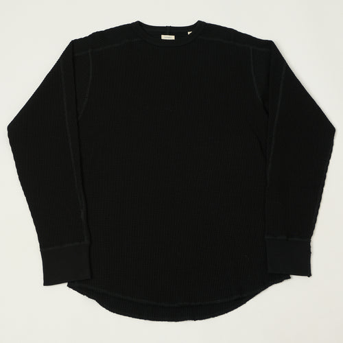 Nanamica Waffle Knit Long Sleeve Thermal - Black