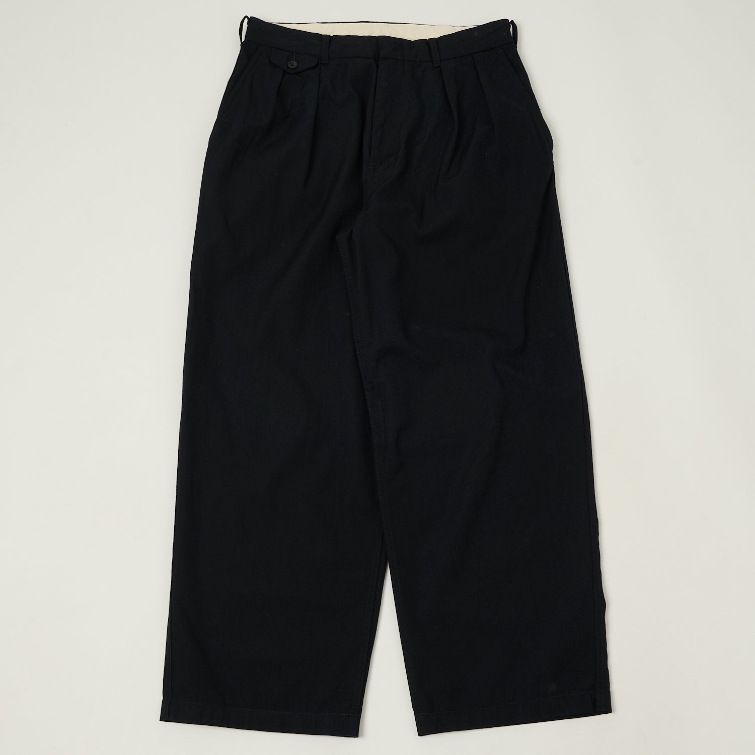 Nanamica Wool Gabardine Double Pleated Trousers - Dark Navy