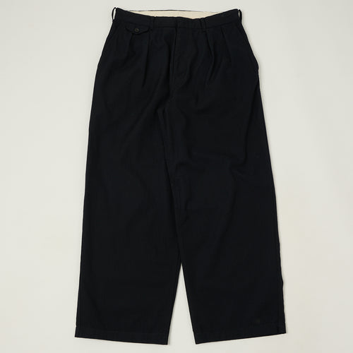 Nanamica Wool Gabardine Double Pleated Trousers - Dark Navy